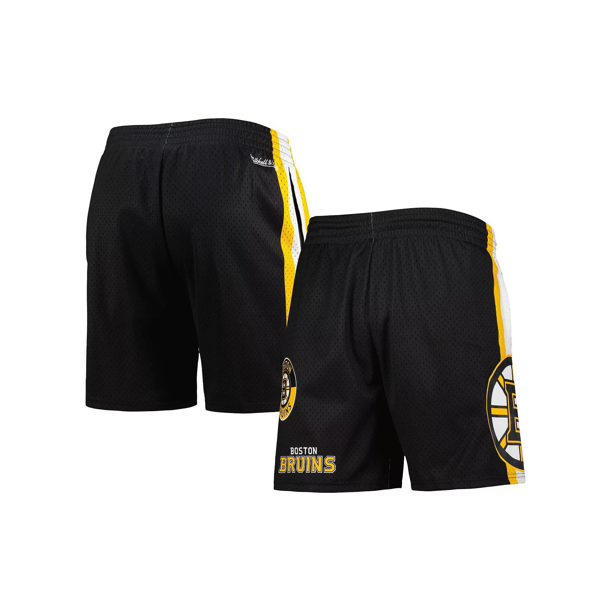 Men's Mitchell & Ness Black Boston Bruins City Collection Mesh Shorts, Size: Small Product Image