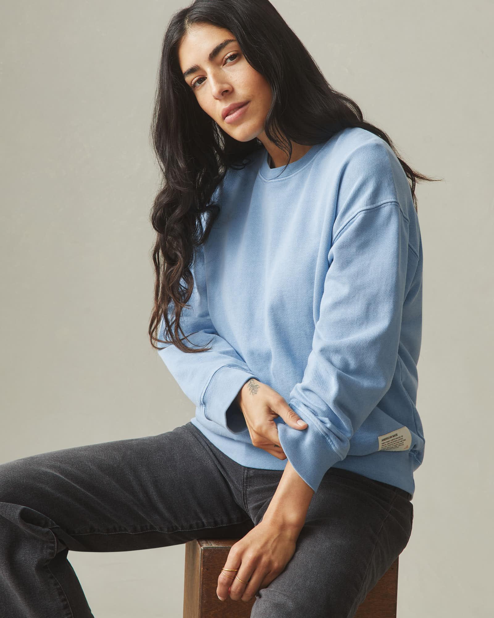 Women's Vintage Wash Relaxed French Terry Crew - Fountain Female Product Image