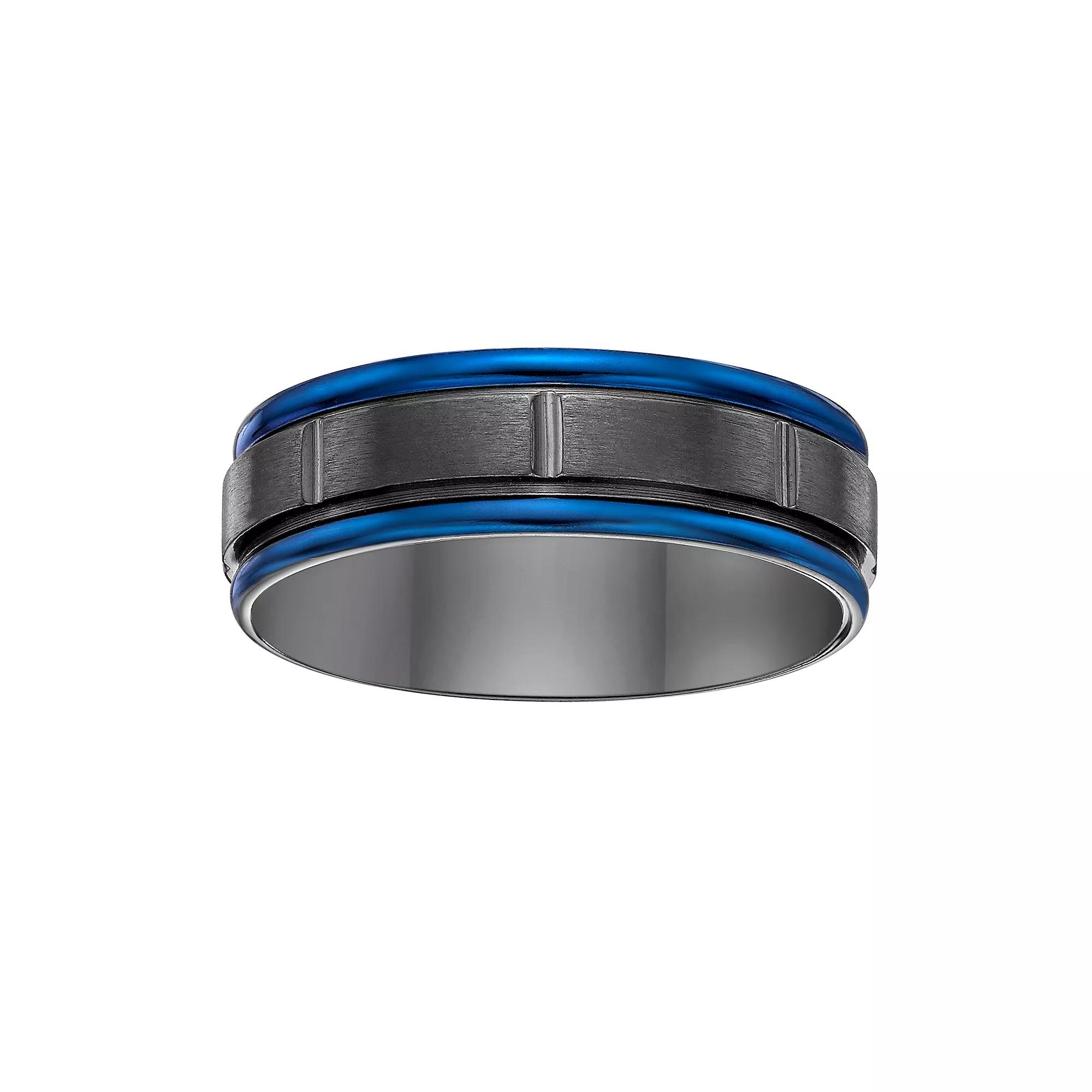 Men's LYNX Black Zirconium & Blue Ion-Plated Ring, Size: 8, Stainless Product Image