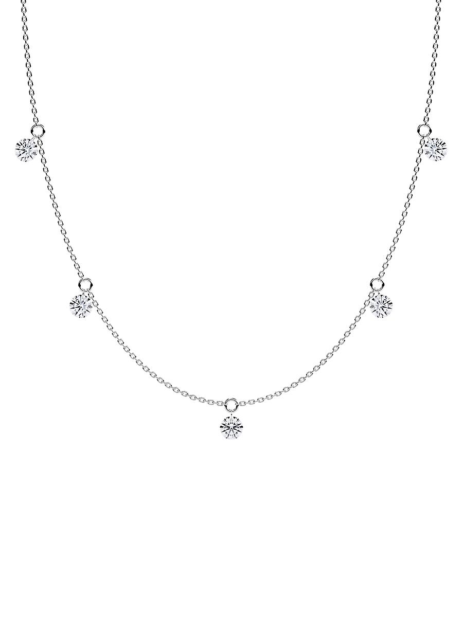 Womens Floating Round 14K White Gold & 1.25 TCW Lab-Grown Diamond Station Necklace Product Image