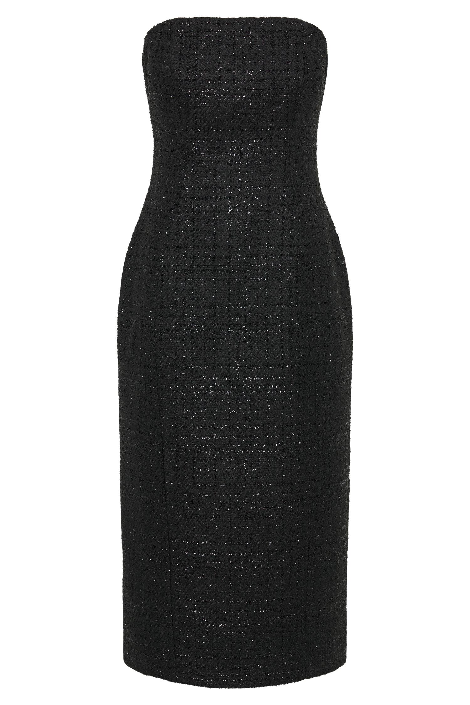 Monet Tweed Strapless Midi Dress - Black Product Image