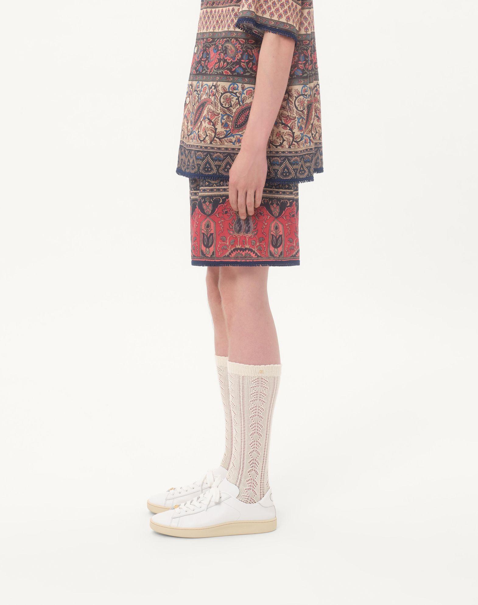 Cotton Muslin Bermuda Shorts With Voyage Imaginaire Print And Passementerie Trim Product Image