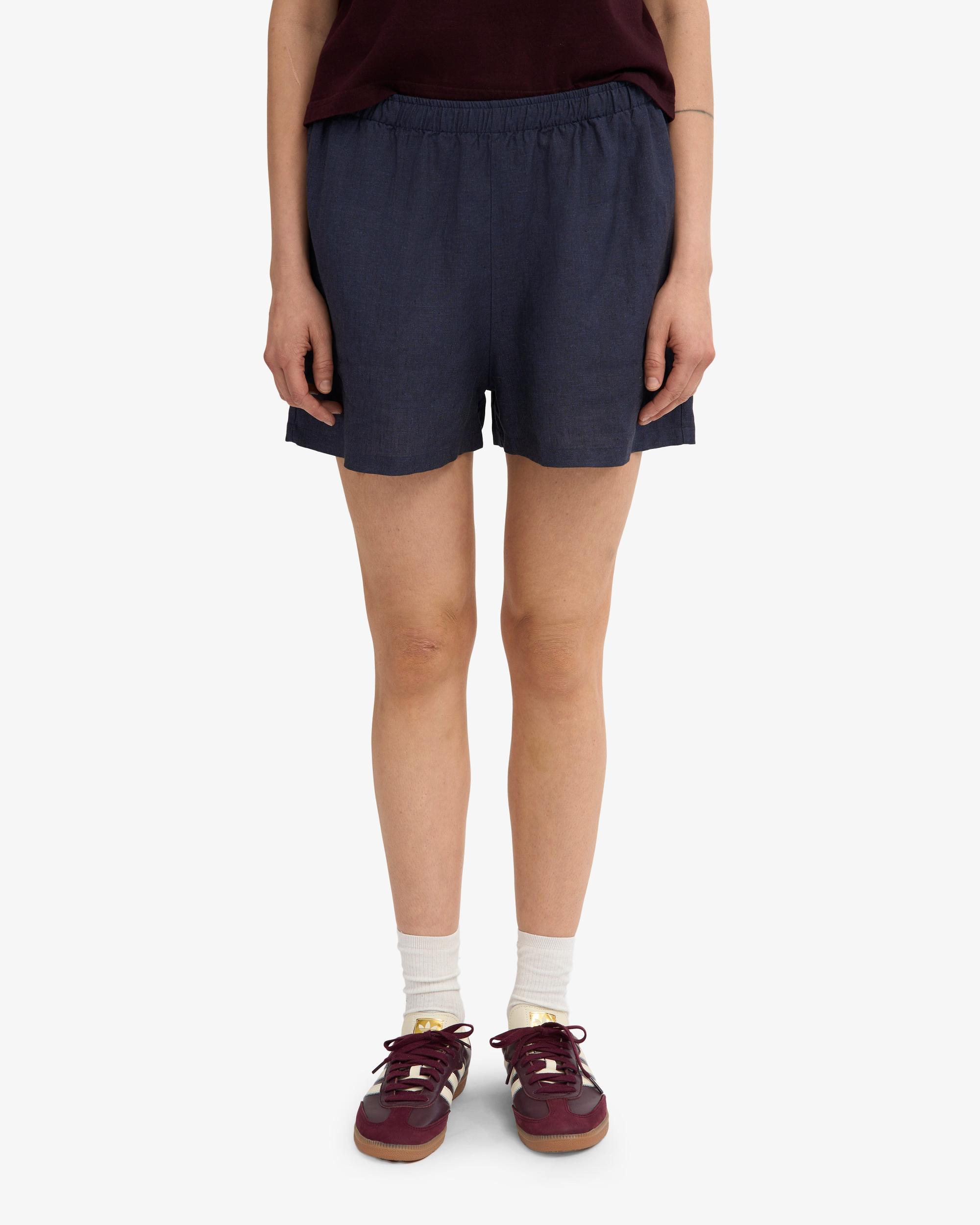 Linen Shorts - Petrol Blue Product Image