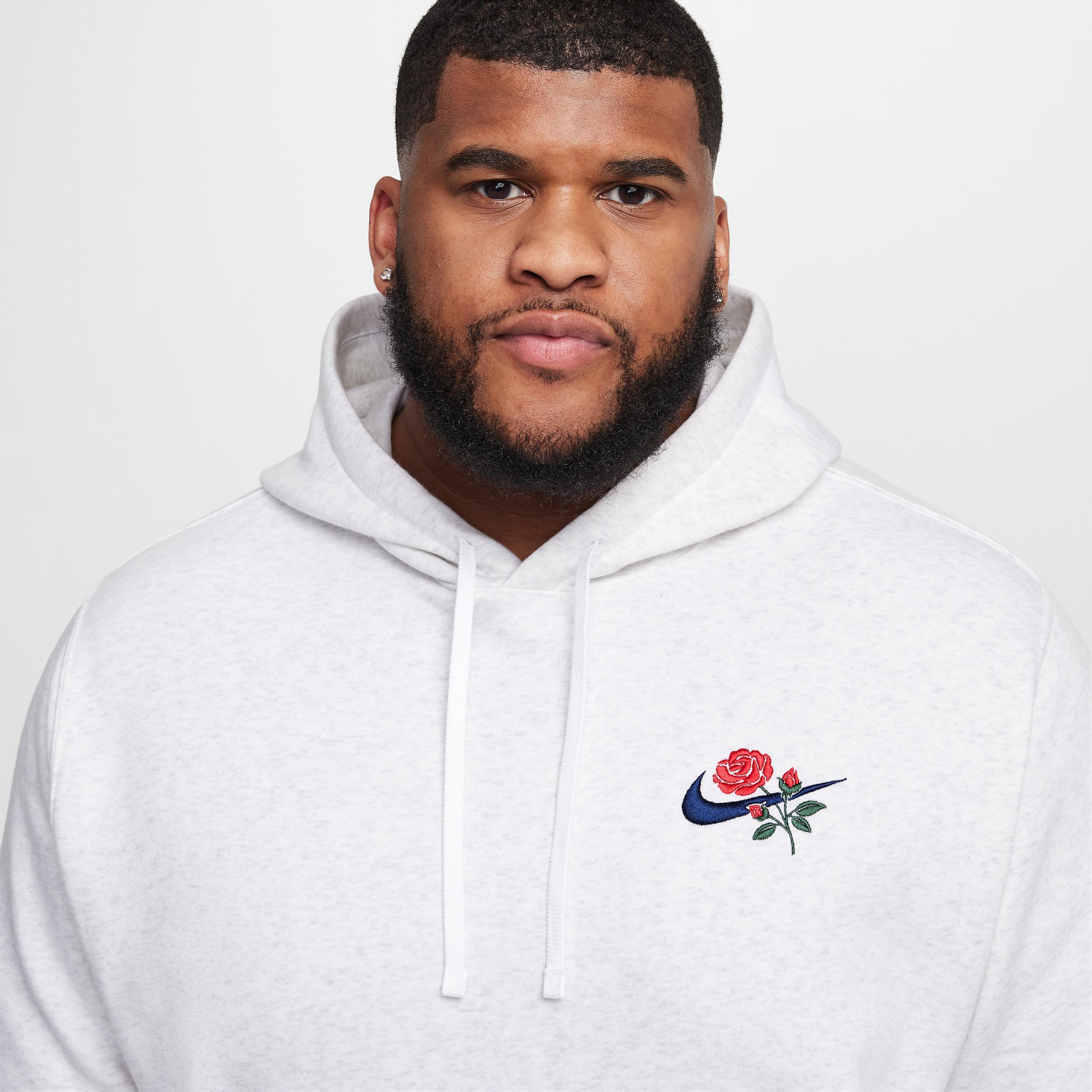 Nike Mens Nike NSW Club Pullover Hoodie BB SEGA - Mens Birch Heather/Red Product Image