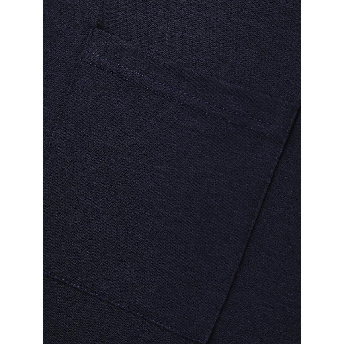 Plus Size Solid Split Neck Button Detail T-Shirt Indigo Women Leisure Button Notched collar Casual T-shirts BloomChic 14-16/1X Product Image