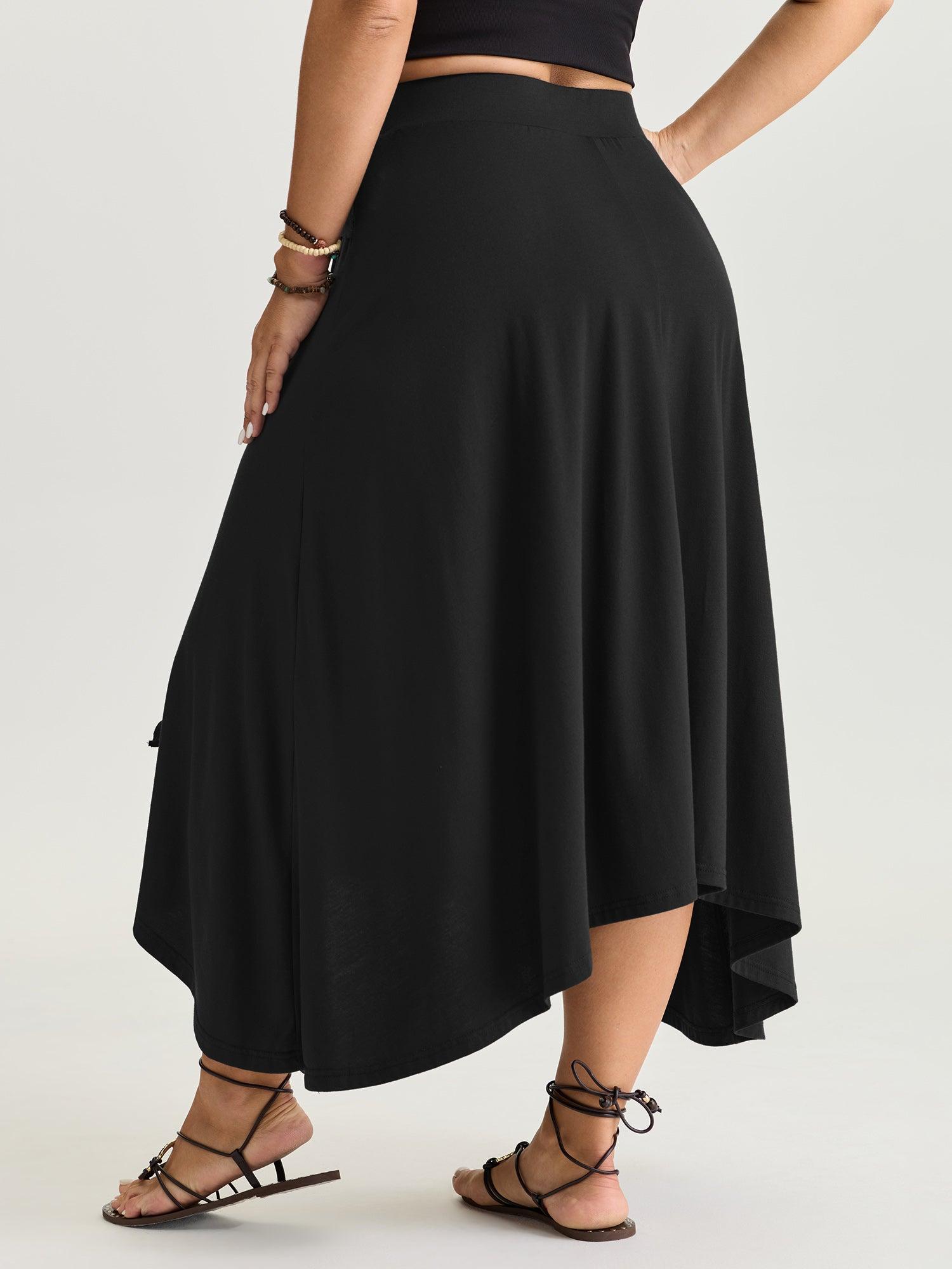 Supersoft Ring Detail Tie Asymmetrical Hem Midi Skirt Female Product Image