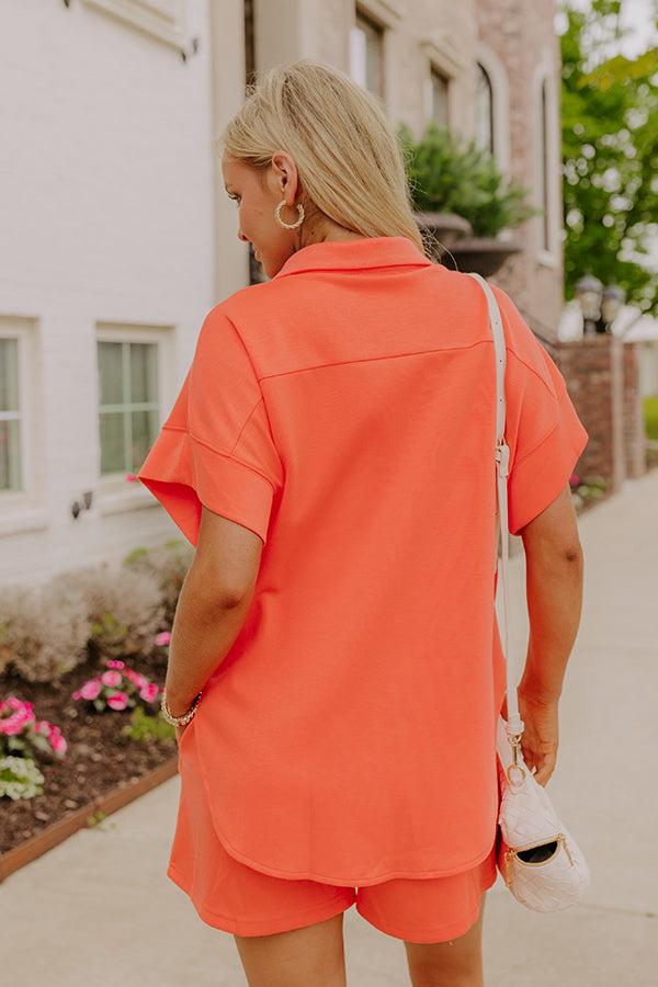 Carefree Charm Button Down Romper In Coral Product Image