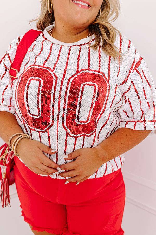 Spirit Squad Sequin Top in Red Curves Product Image