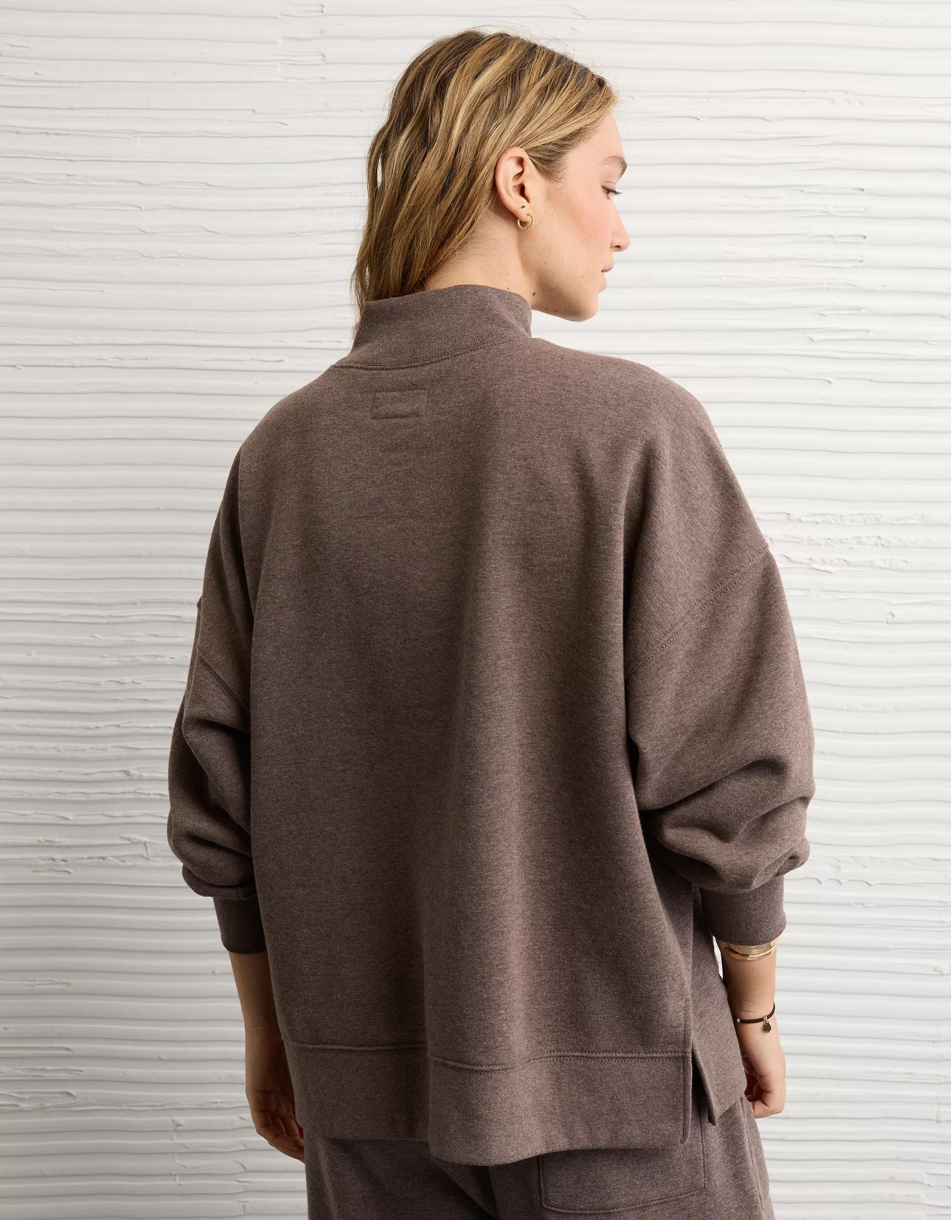AE Everyday Luxe Oversized Mock Neck Sweatshirt Product Image