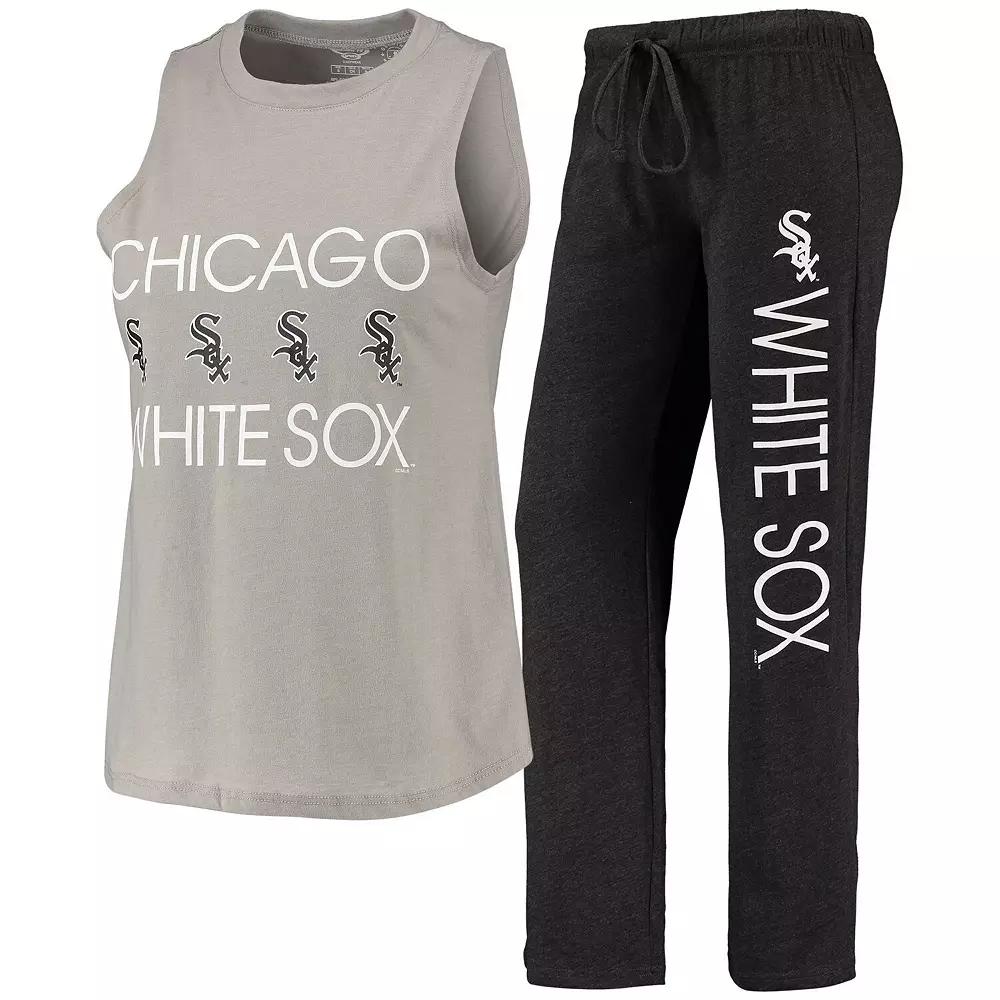 Women's Concepts Sport Black/Gray Chicago White Sox Meter Muscle Tank Top & Pants Sleep Set,  Product Image