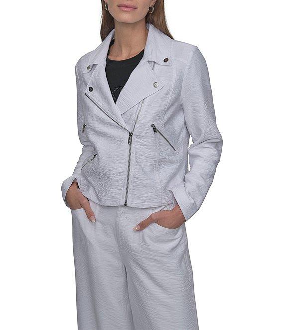 DKNY by Donna Karan Notch Lapel Crinkle Moto Jacket Product Image
