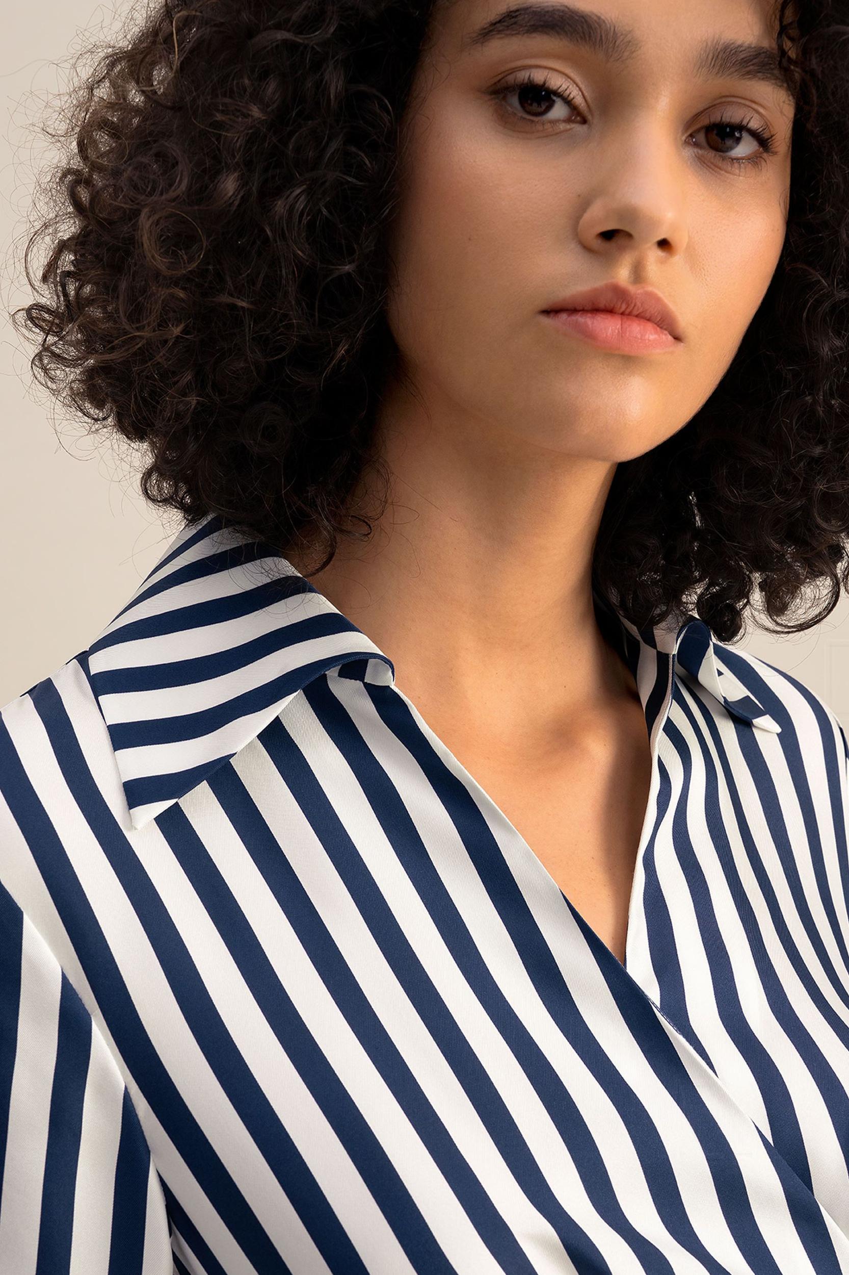 Amalfi Stripe Wrap Silk Shirtdress Product Image