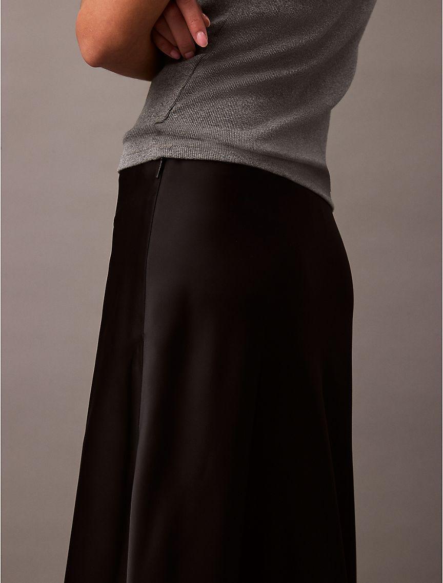 Stretch Satin Midi Skirt Product Image