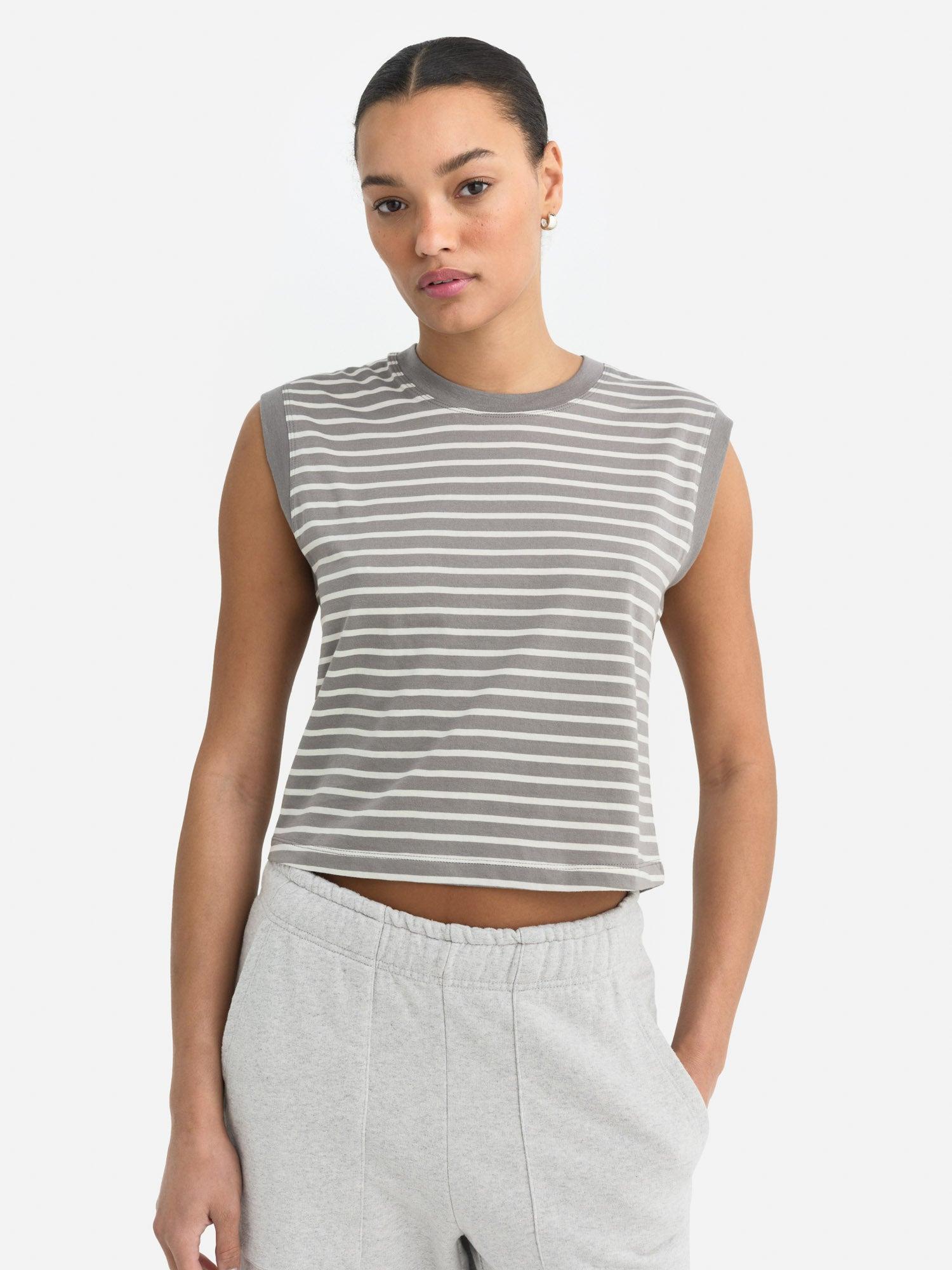 Organic Cotton Striped Muscle Tank Female Product Image