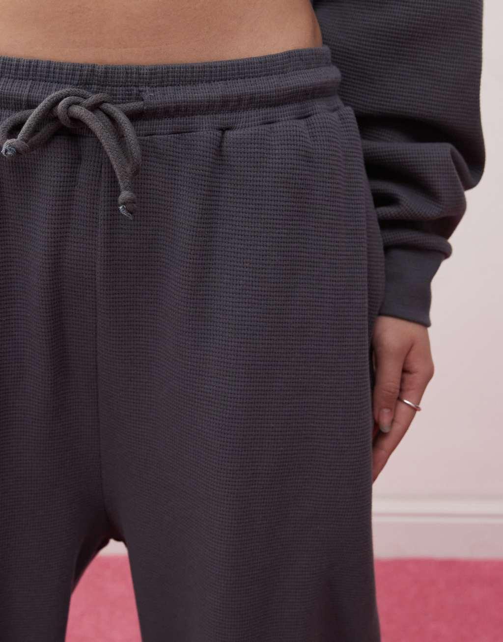 COLLUSION extreme oversized waffle sweatpants in charcoal - part of a set Product Image