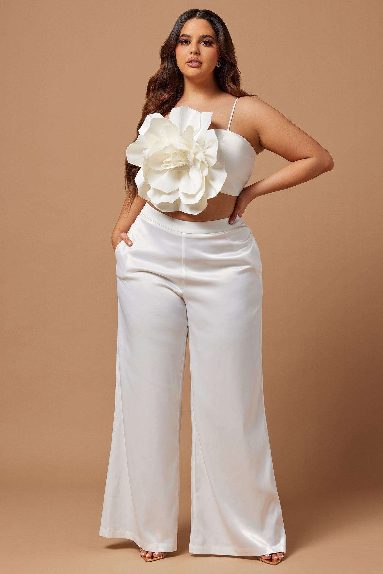 Rosalia Flower Pant Set - White Product Image