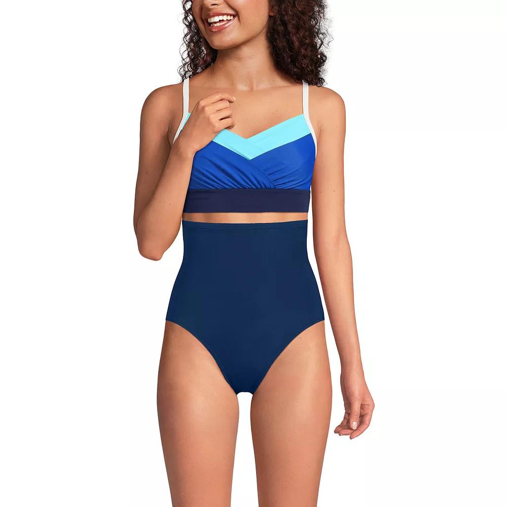 Women's Lands' End Slender Suit Pleated Tankini Top, Size: 12, Dusk Meadow Floral Product Image