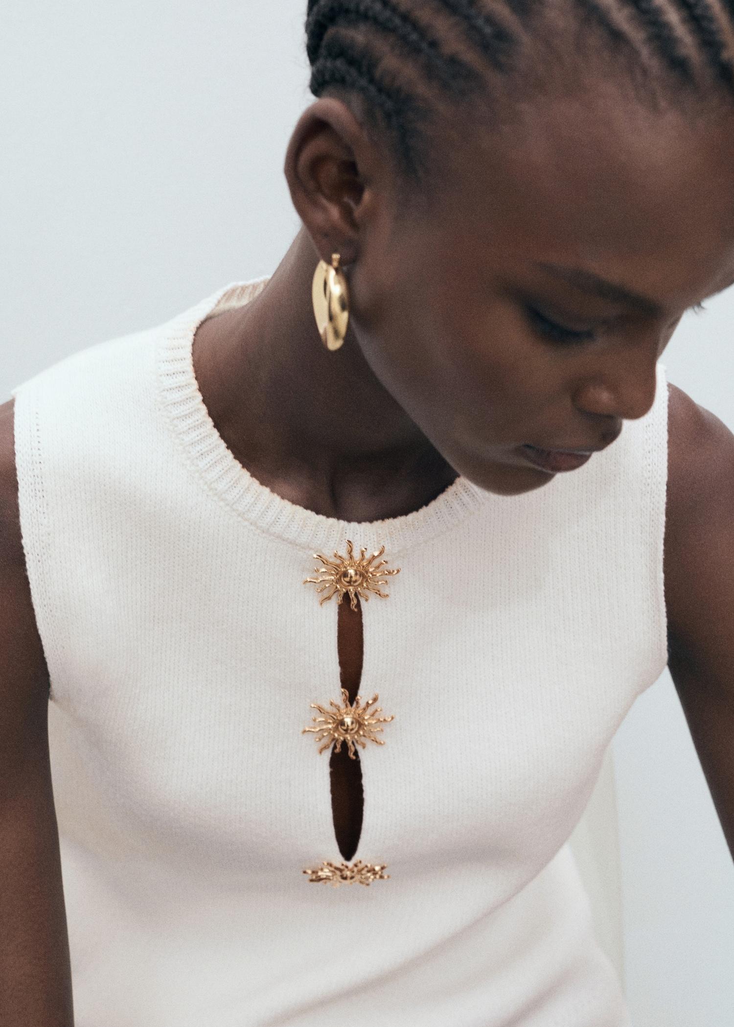 Knitted top with jewel buttons - Women | MANGO USA Product Image