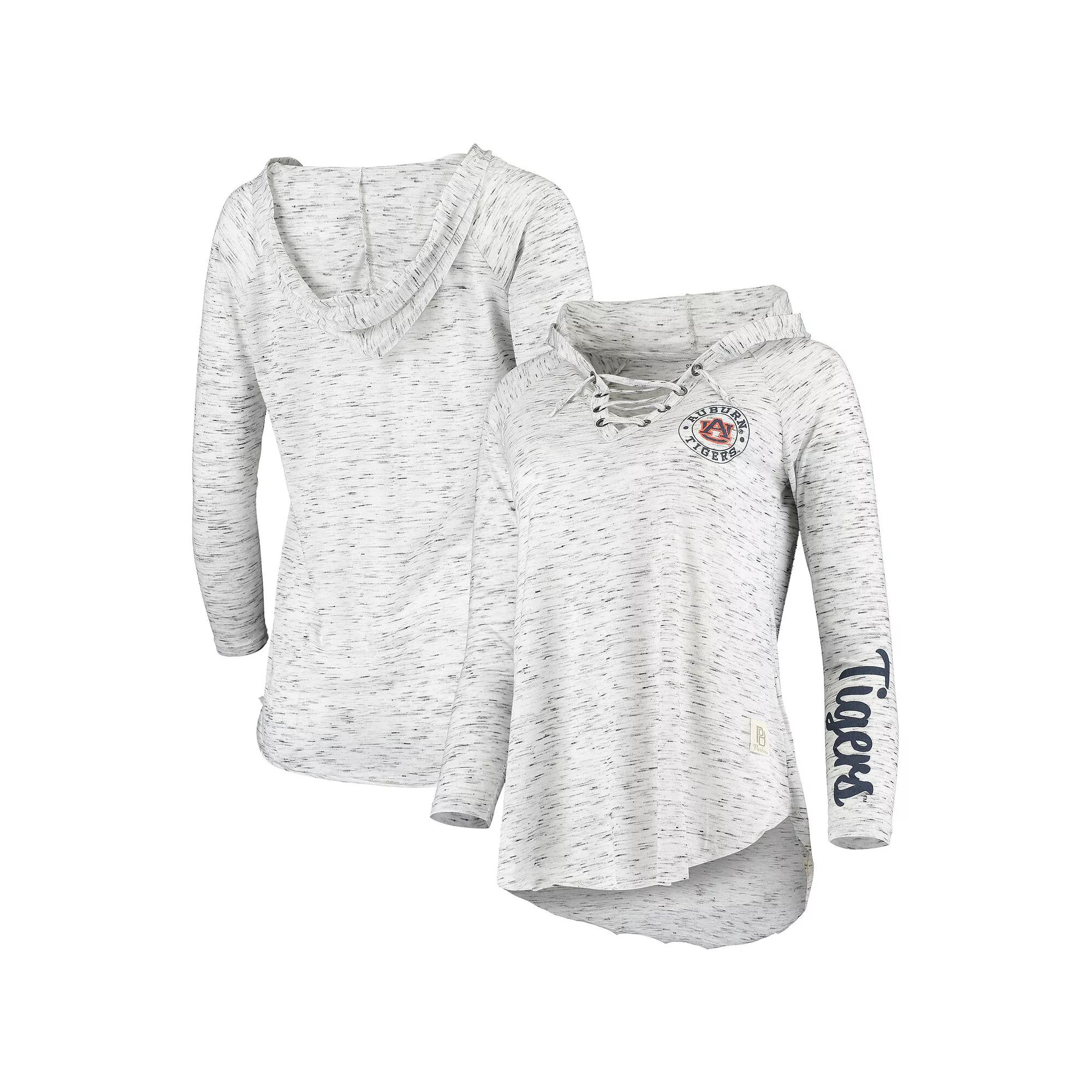 Women's Pressbox Gray Auburn Tigers Space Dye Lace-Up V-Neck Long Sleeve T-Shirt, Size: Small, Grey Product Image