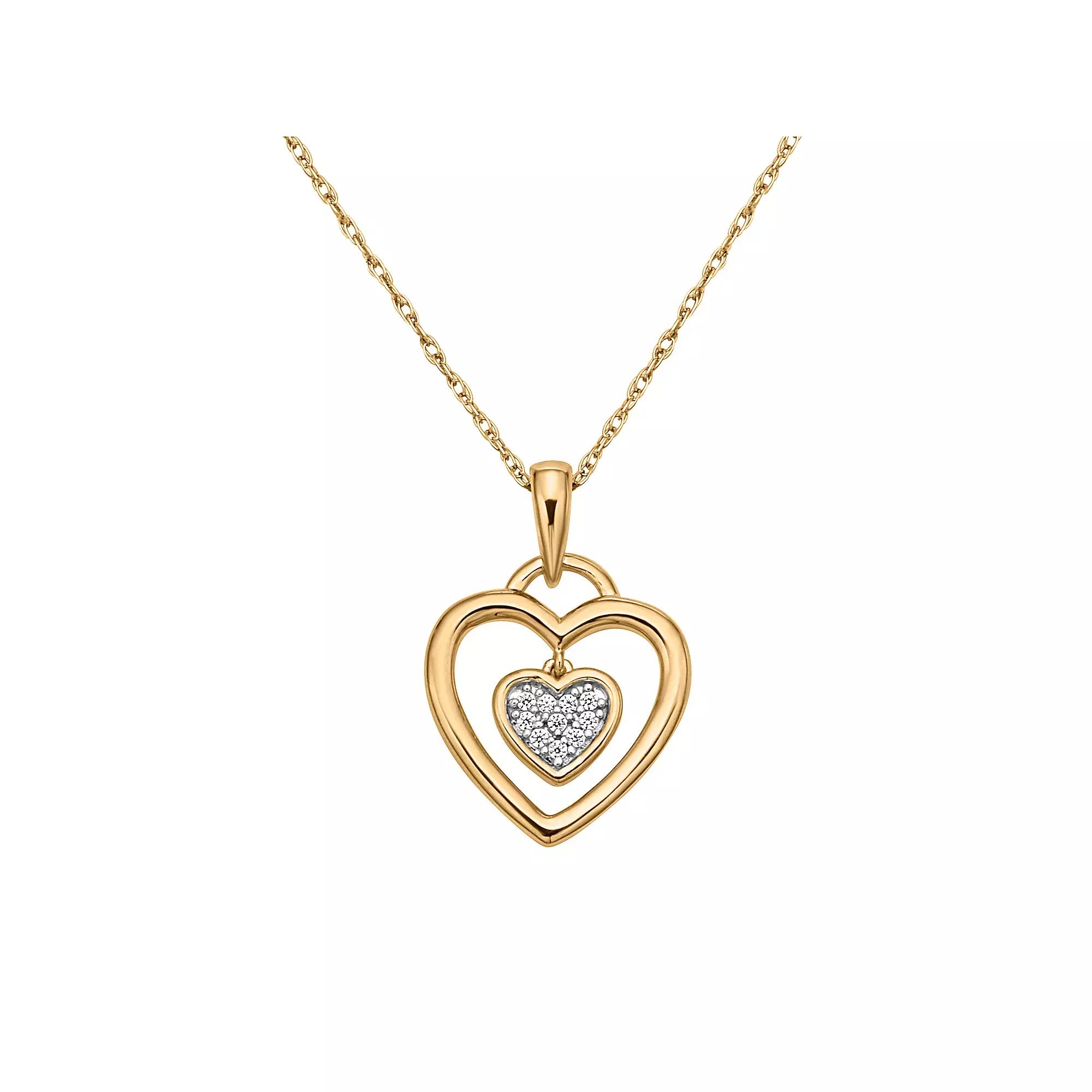 Irena Park Sterling Silver Diamond Accent Heart Pendant Necklace, Women's, Size: 18", Gold Tone Product Image