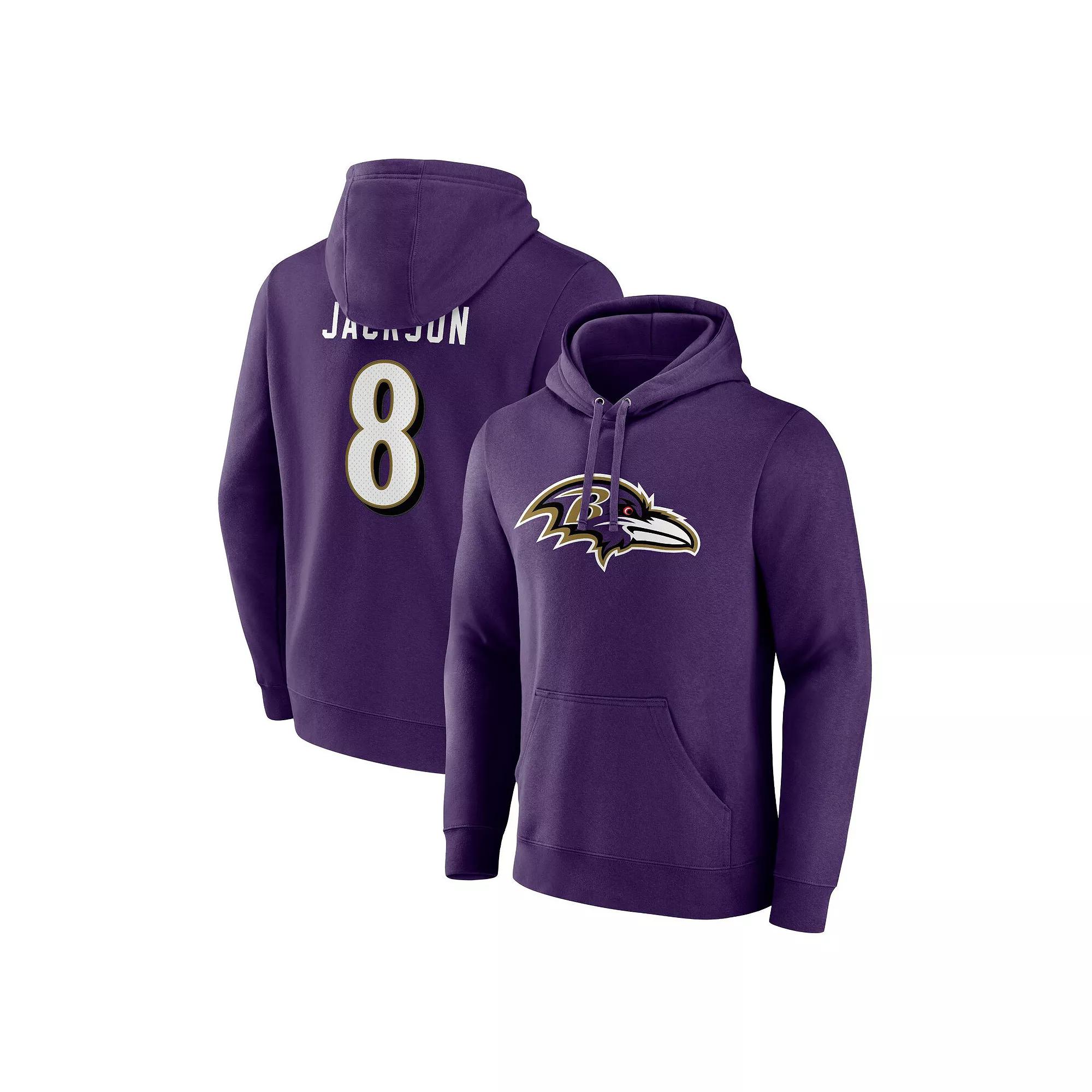 Men's Lamar Jackson Purple Baltimore Ravens Big & Tall Fleece Name & Number Pullover Hoodie, Size: 4XB Product Image