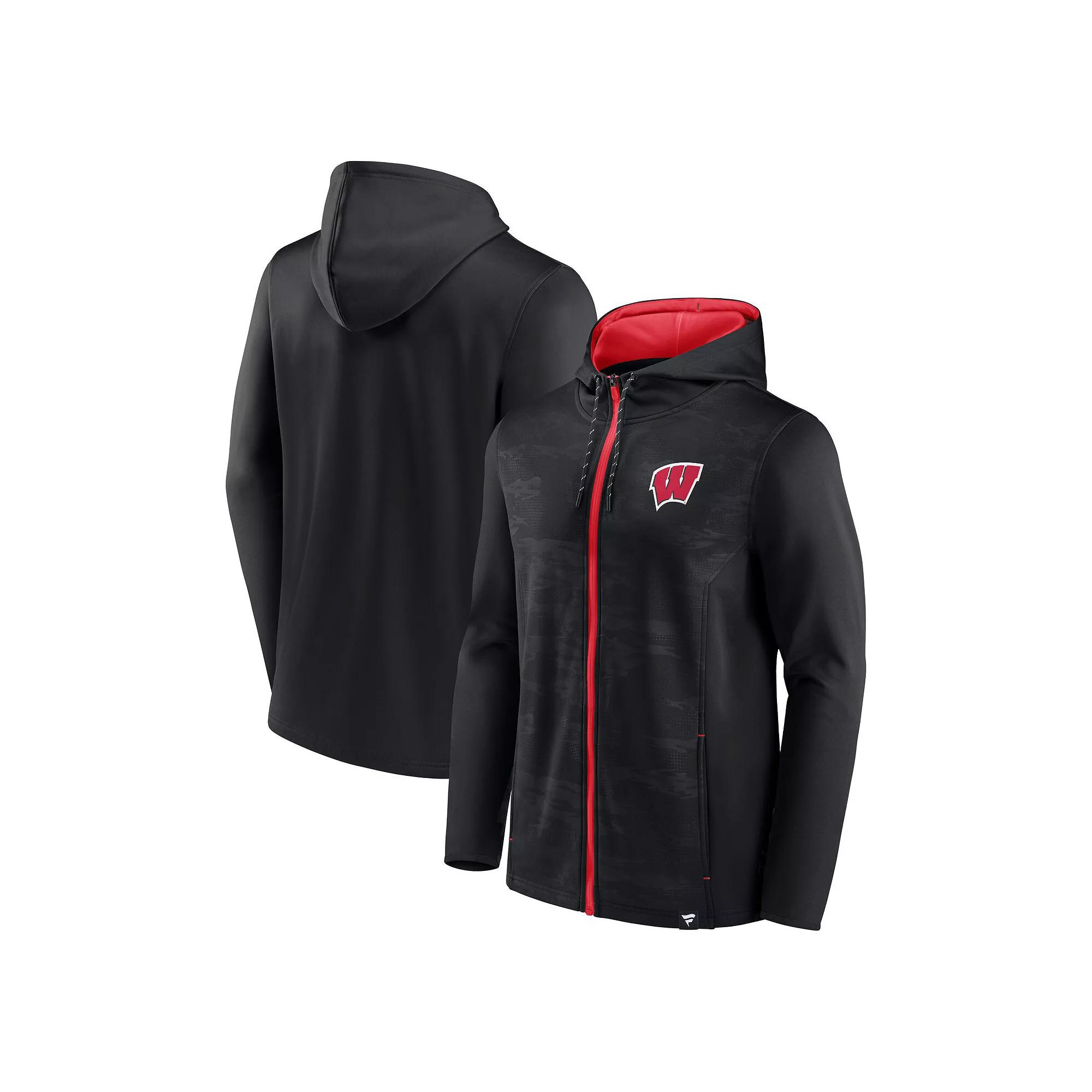 Men's Fanatics Branded Black Wisconsin Badgers Ball Carrier Full-Zip Hoodie,  Product Image