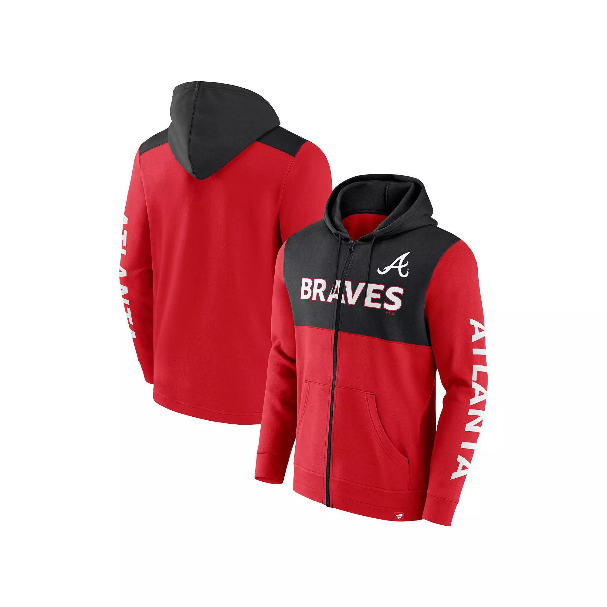 Men's Fanatics Red/Black Atlanta Braves Ace Hoodie Full-Zip Sweatshirt,  Product Image