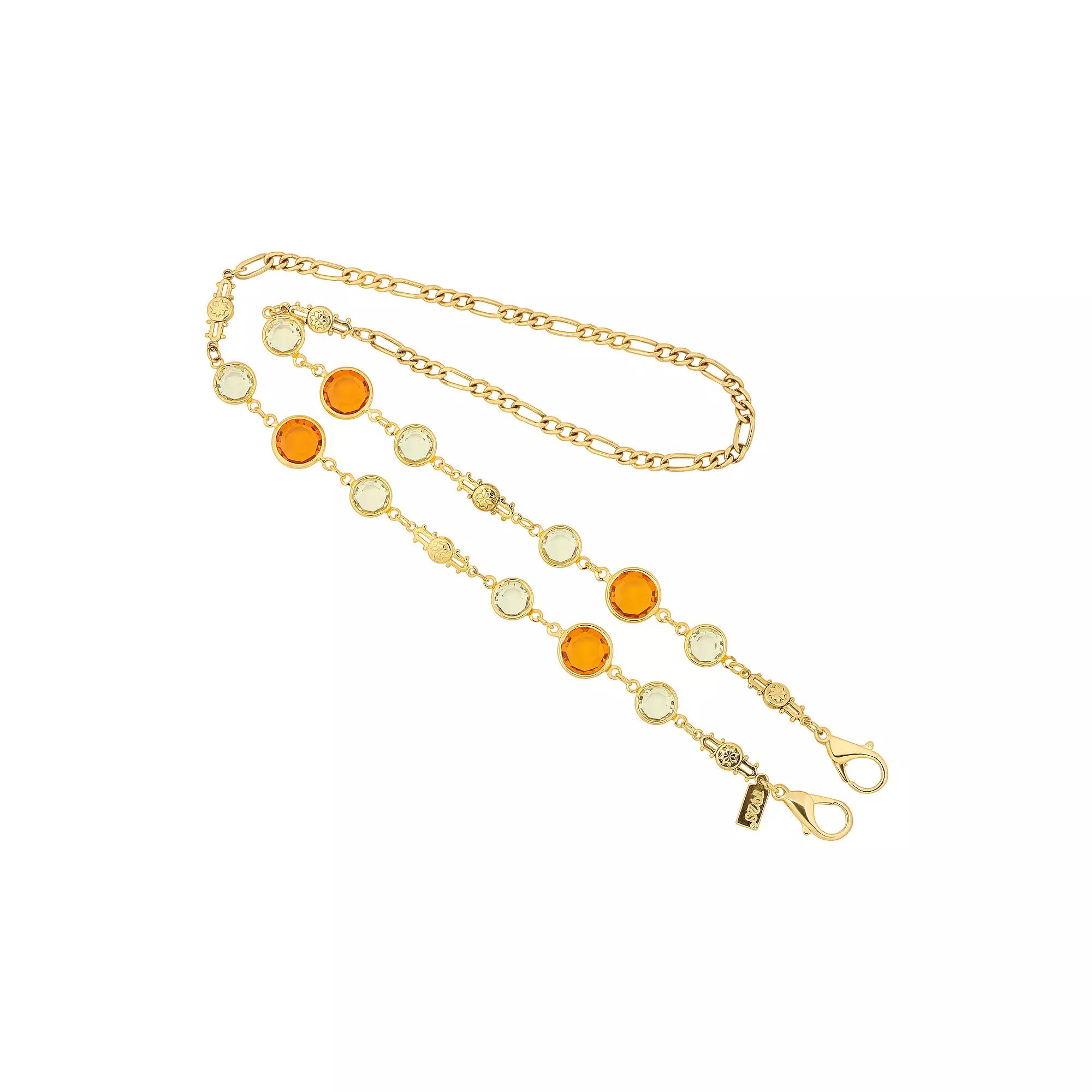 1928 Gold Tone Orange Crystal Mask Holder, Women's, Colorado Product Image