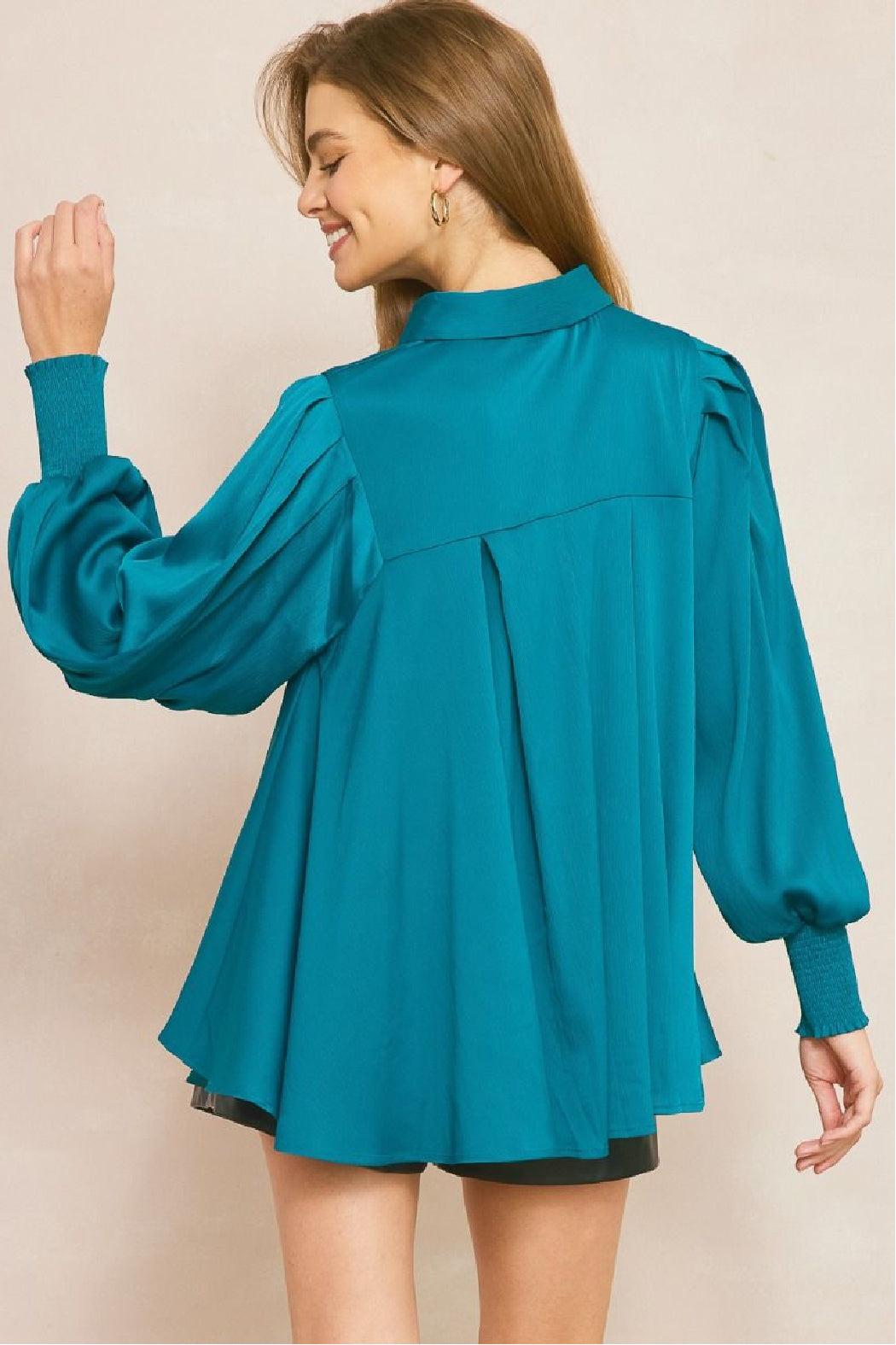 Collared Flowy Blouse Product Image