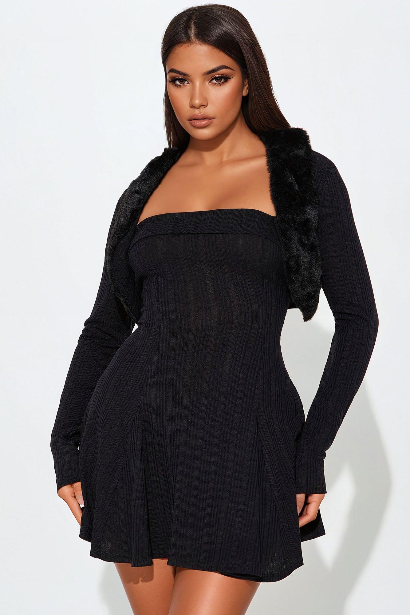 Josephine 2 Piece Mini Dress Set - Black Product Image