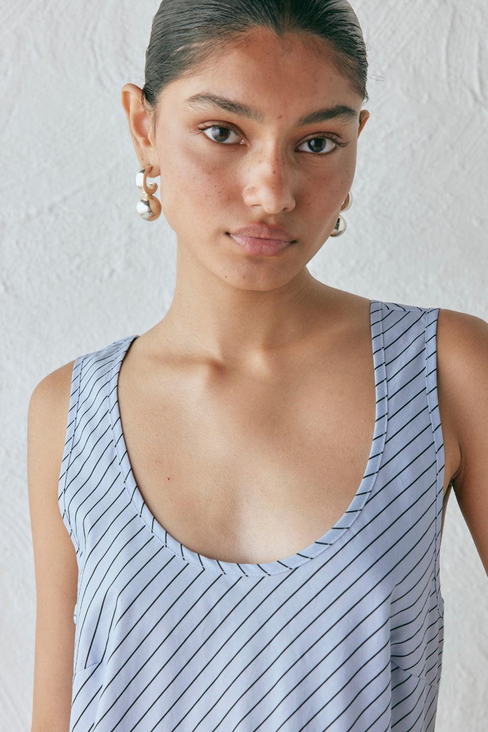 Kajal Maxi Dress Blue Stripe Product Image