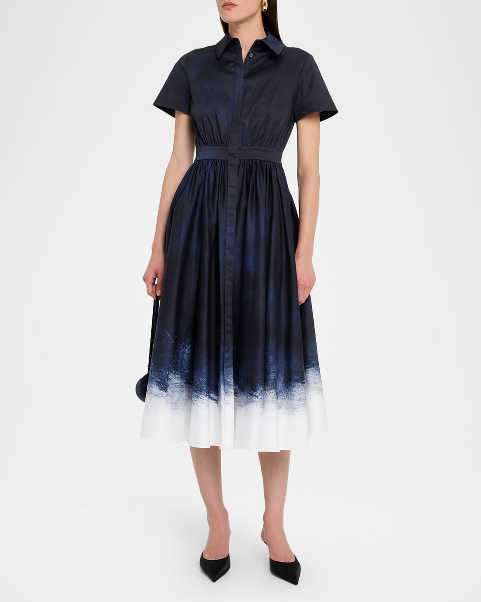 Short-Sleeve Printed Cotton Shirtdress Product Image