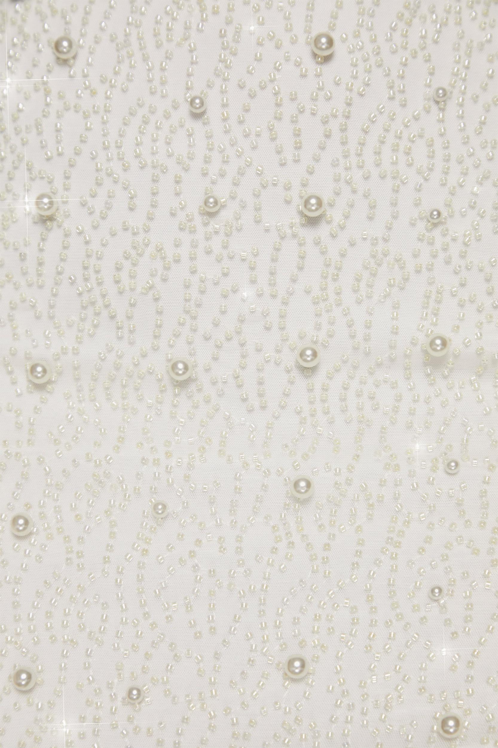 Embellished Cowl Neck Crop Top in Ivory Product Image