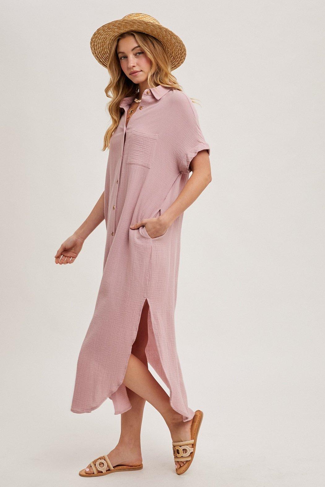 Avril Shirt Dress - Pink Product Image