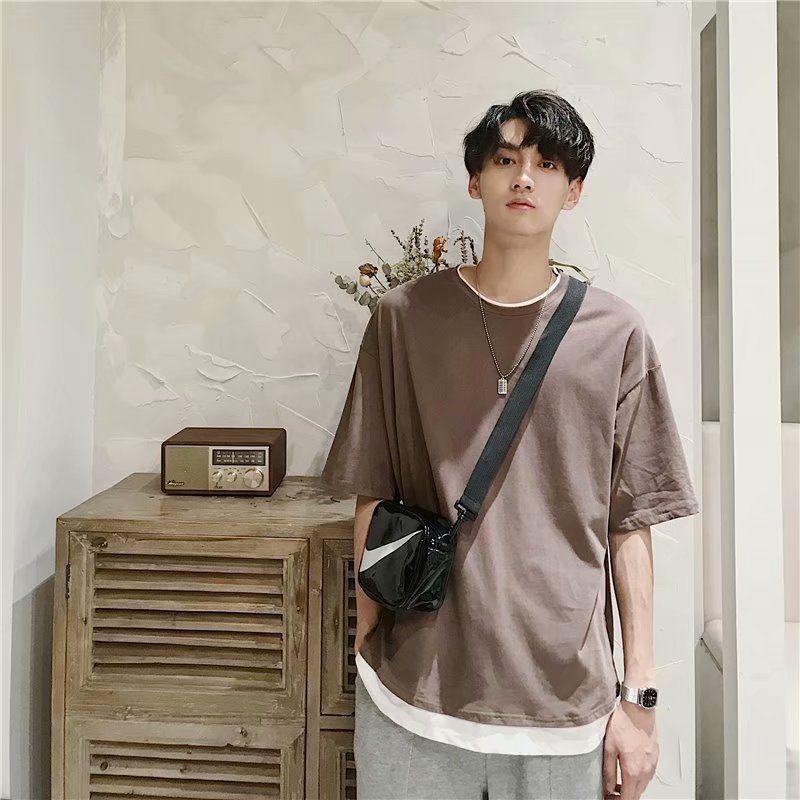 Mock Two-Piece Elbow-Sleeve T-Shirt Product Image