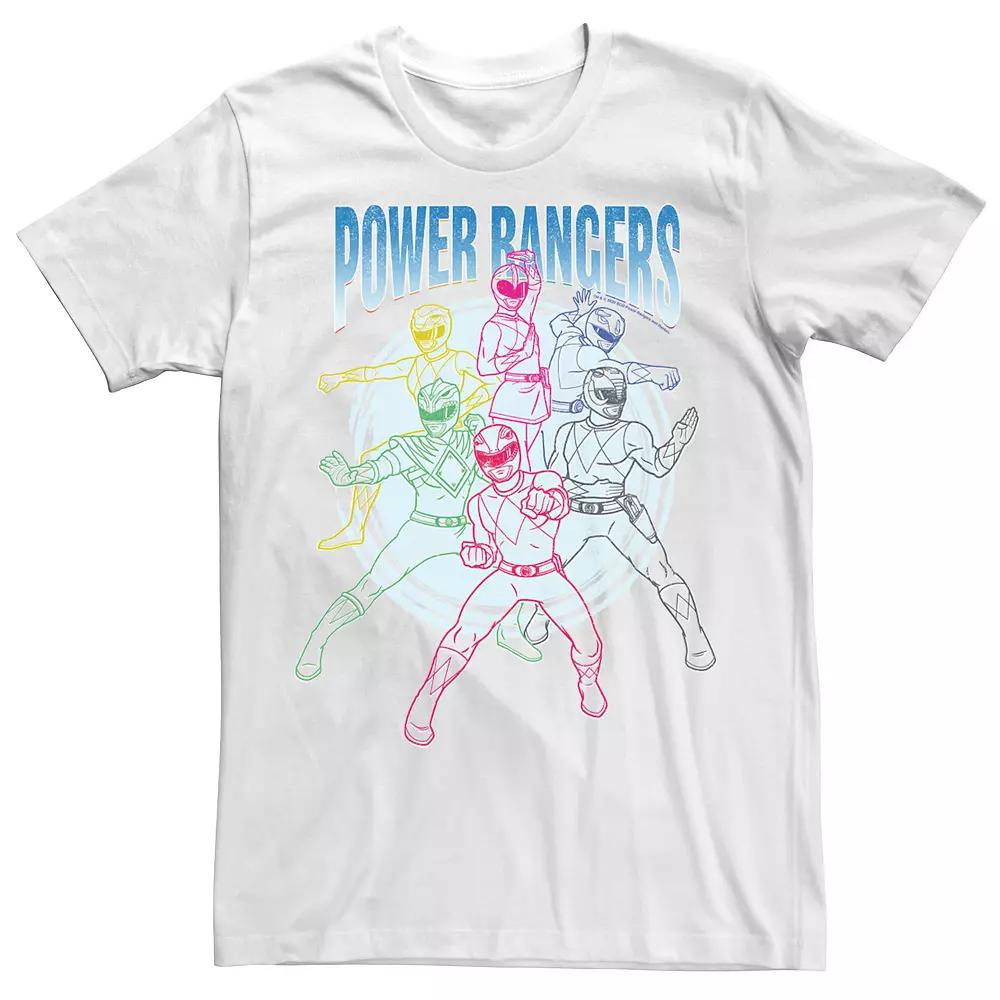 Big & Tall Power Rangers Group Shot Line Art Portrait Tee, Men's, Size: 5XL, White Product Image