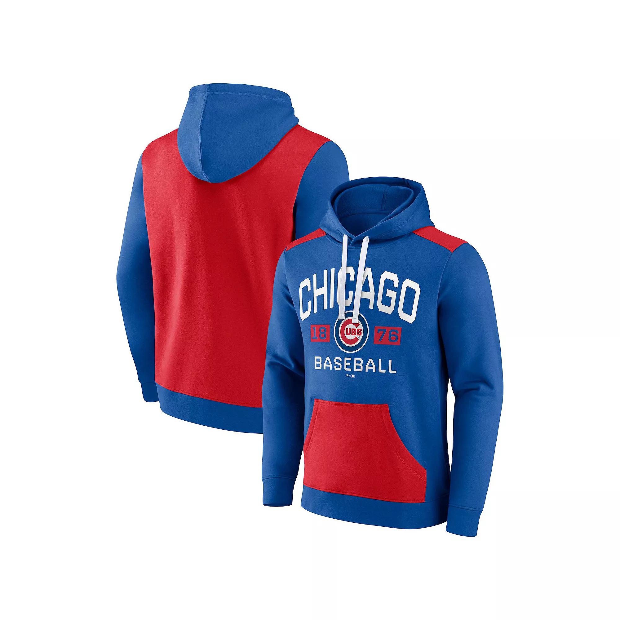 Men's Fanatics Branded Royal/Red Chicago Cubs Chip In Pullover Hoodie, Size: Medium, Blue Product Image