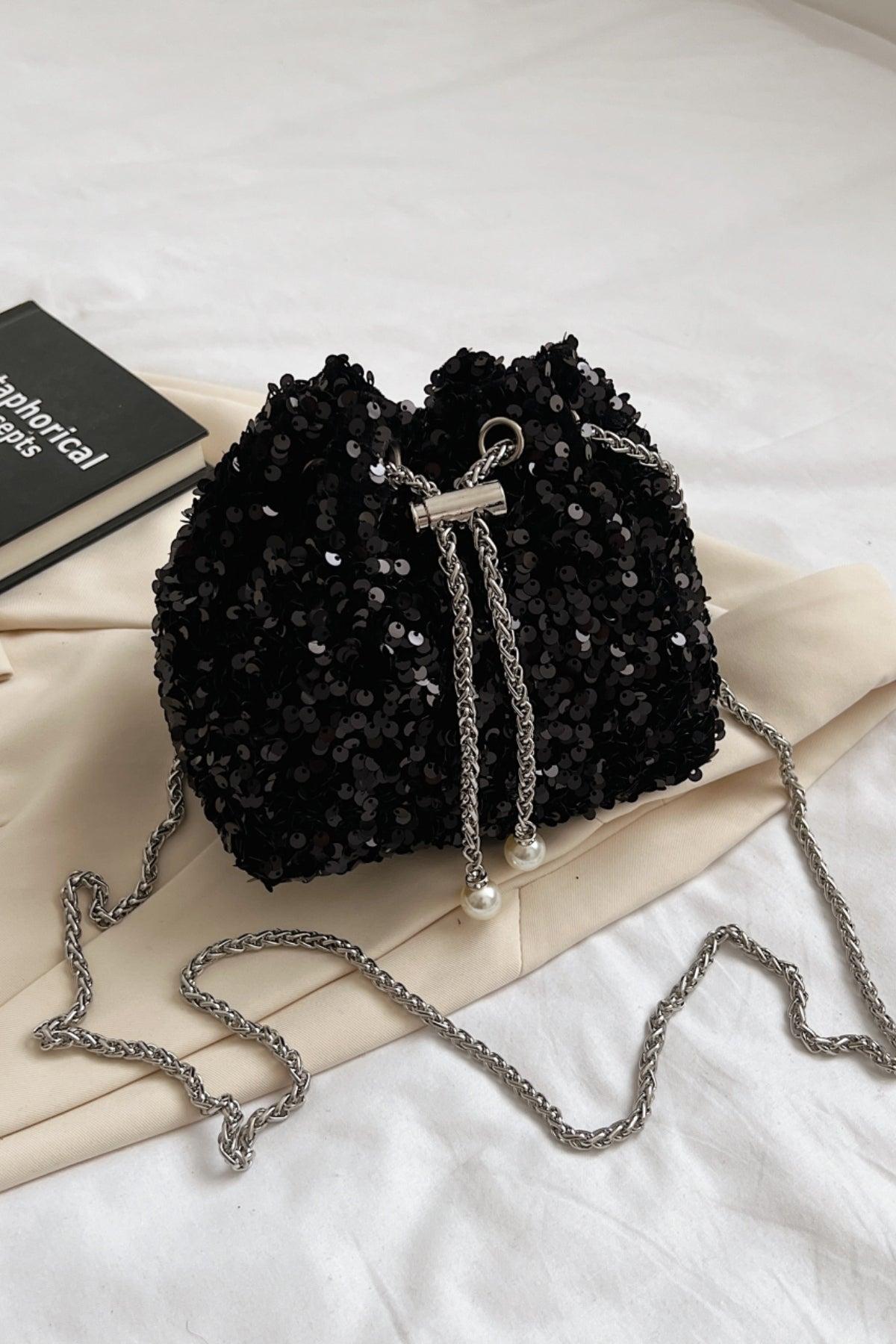Sequin Chain Drawstring Bucket Bag Product Image