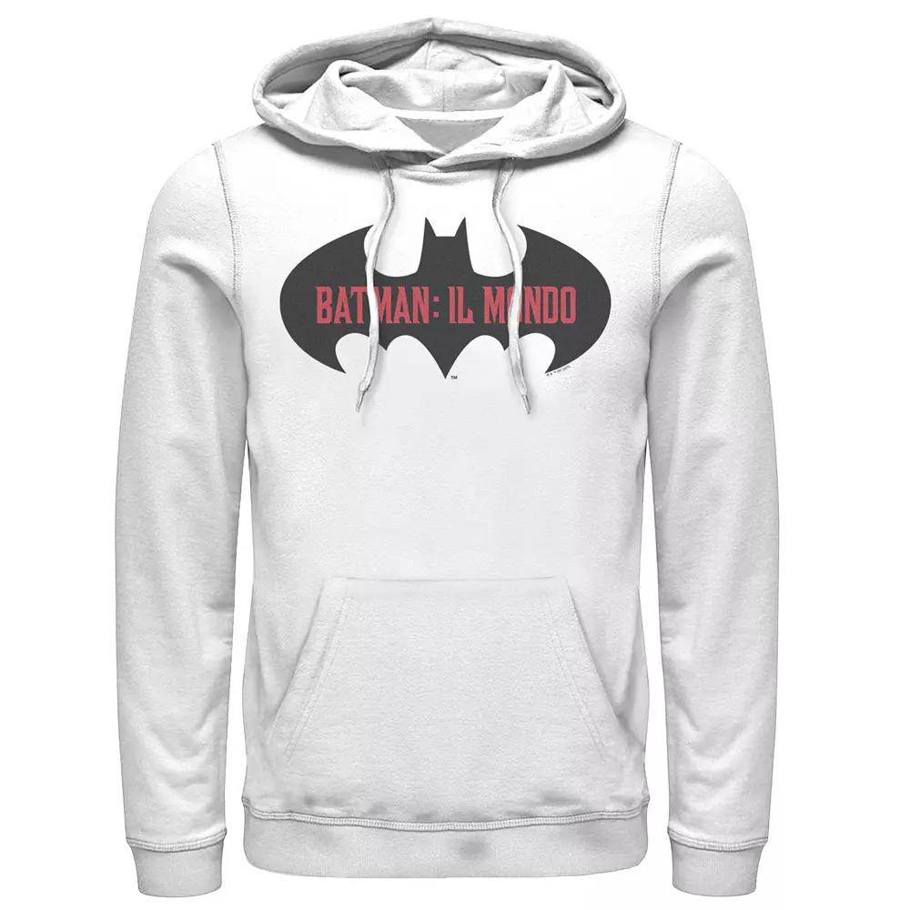 Men's Batman: Il Mondo Bat Logo Hoodie, Boy's, Size: XXL, White Product Image