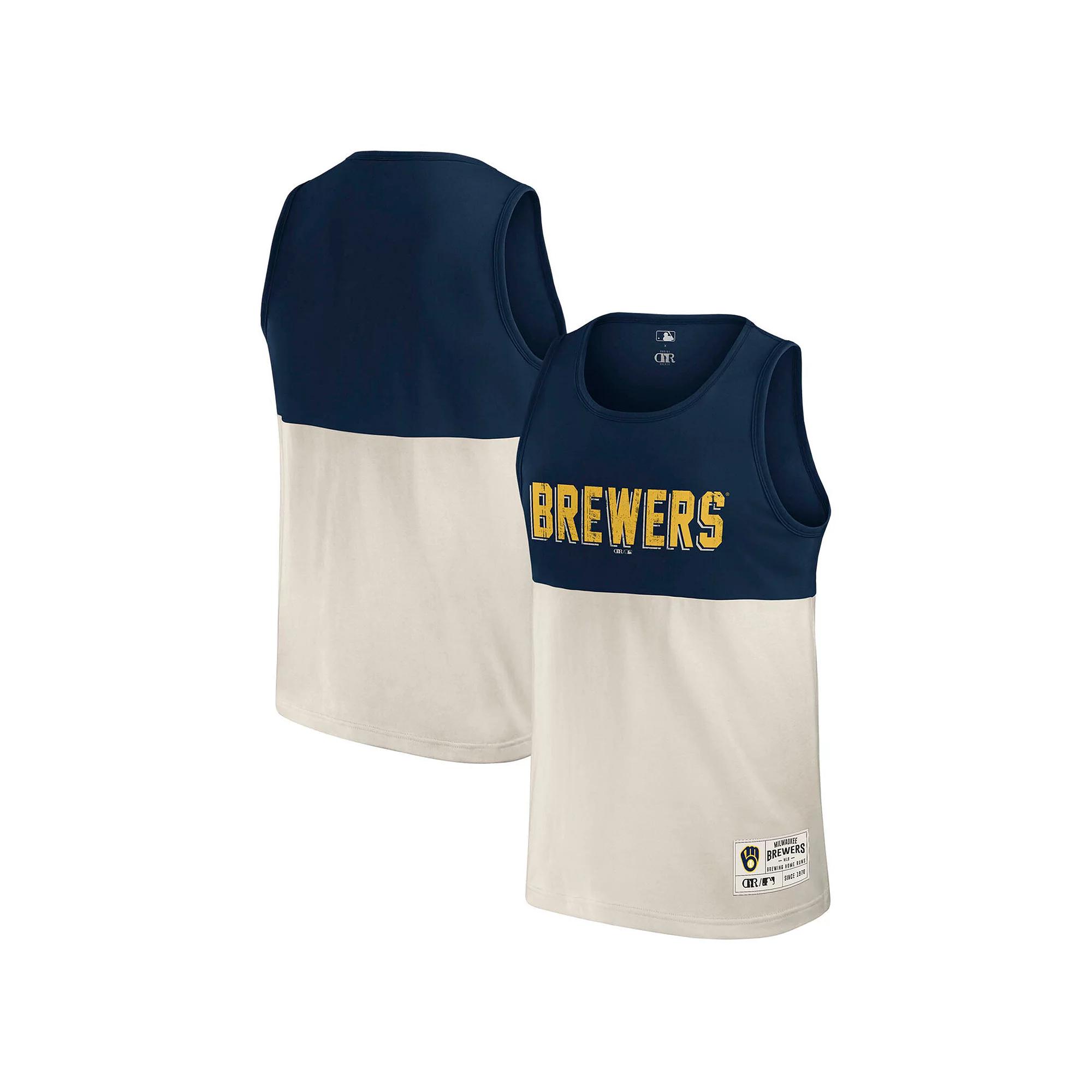 Men's Darius Rucker Collection by Fanatics Navy Milwaukee Brewers Colorblock Tank Top,  Product Image