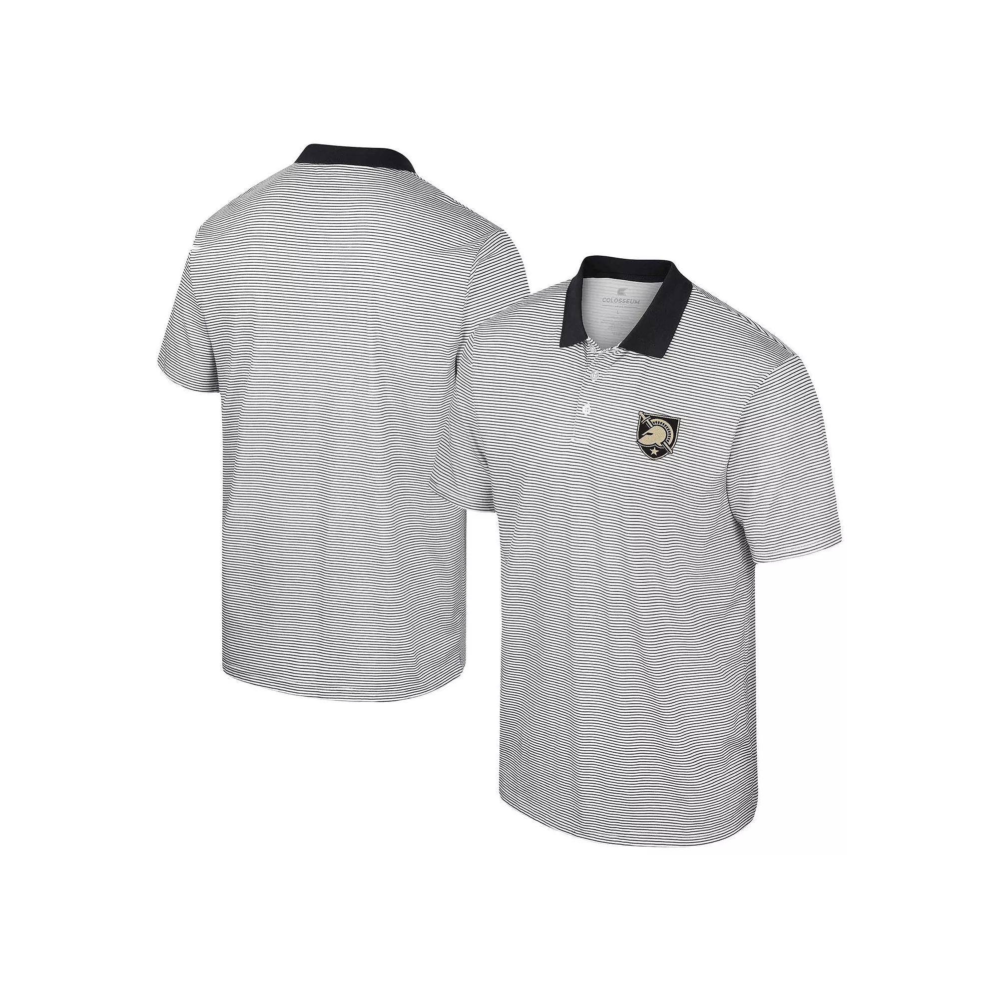 Men's Colosseum White/Black Army Black Knights Print Stripe Polo, Size: XL, Nc2 White Product Image