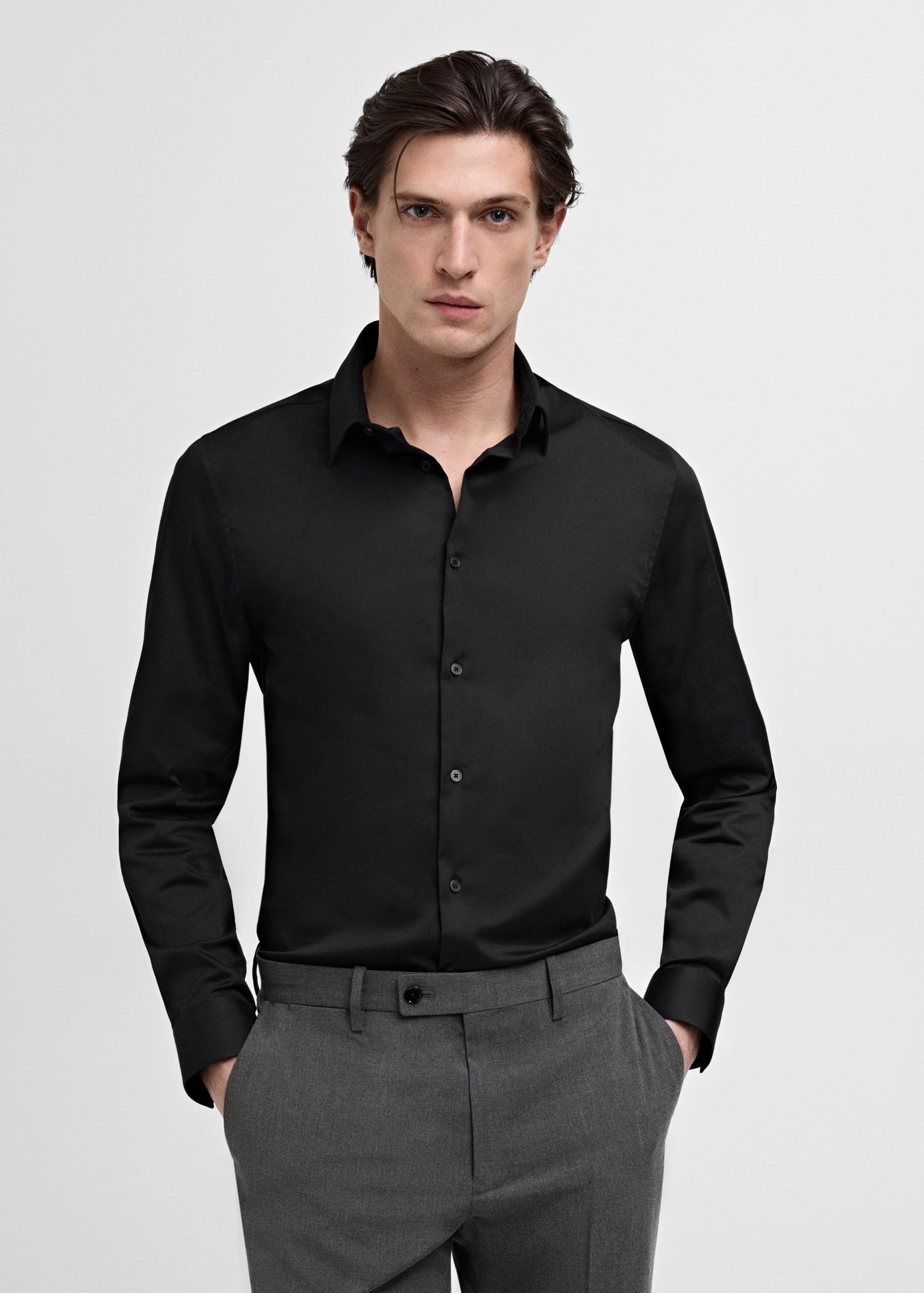 Slim fit cotton suit shirt - Men | MANGO USA Product Image