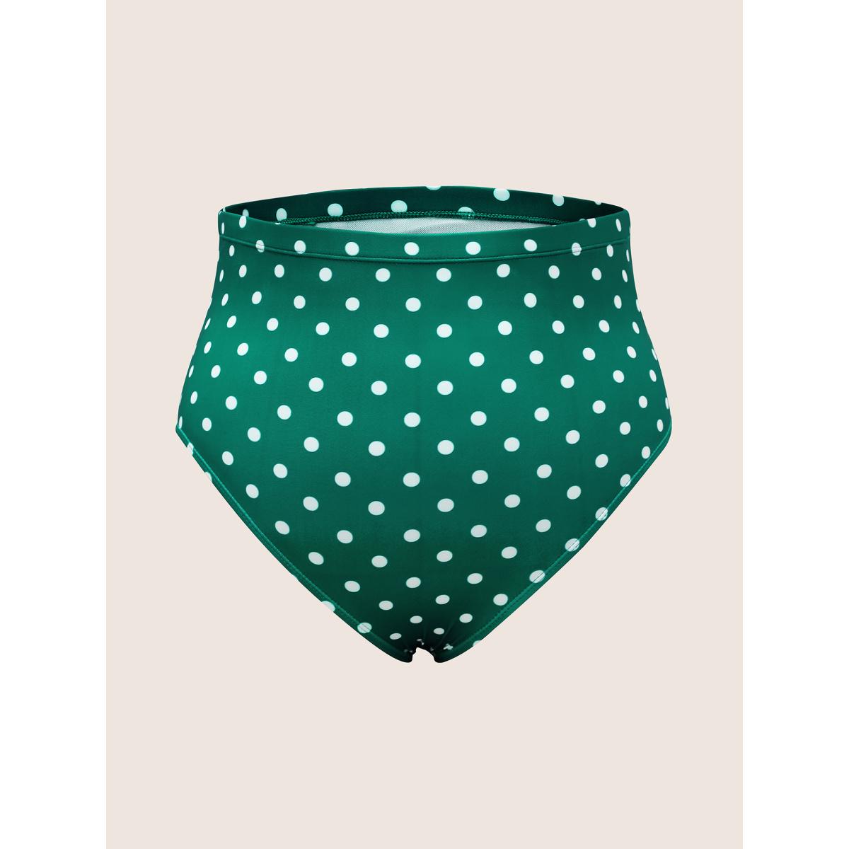 Plus Size Polka Dot Ruched Fit Flare Swim Dress Women's Swimwear Green Beach Bodycon Strapless High stretch Curve Swim Dresses BloomChic 28/5X Product Image