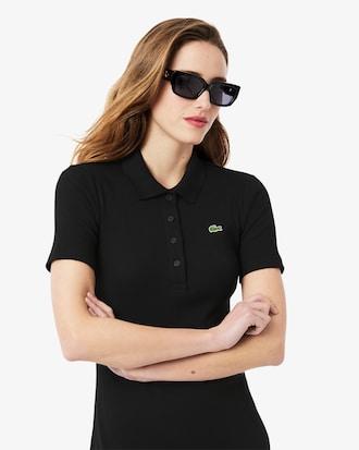 Women's Long Ribbed Cotton Polo Dress Product Image