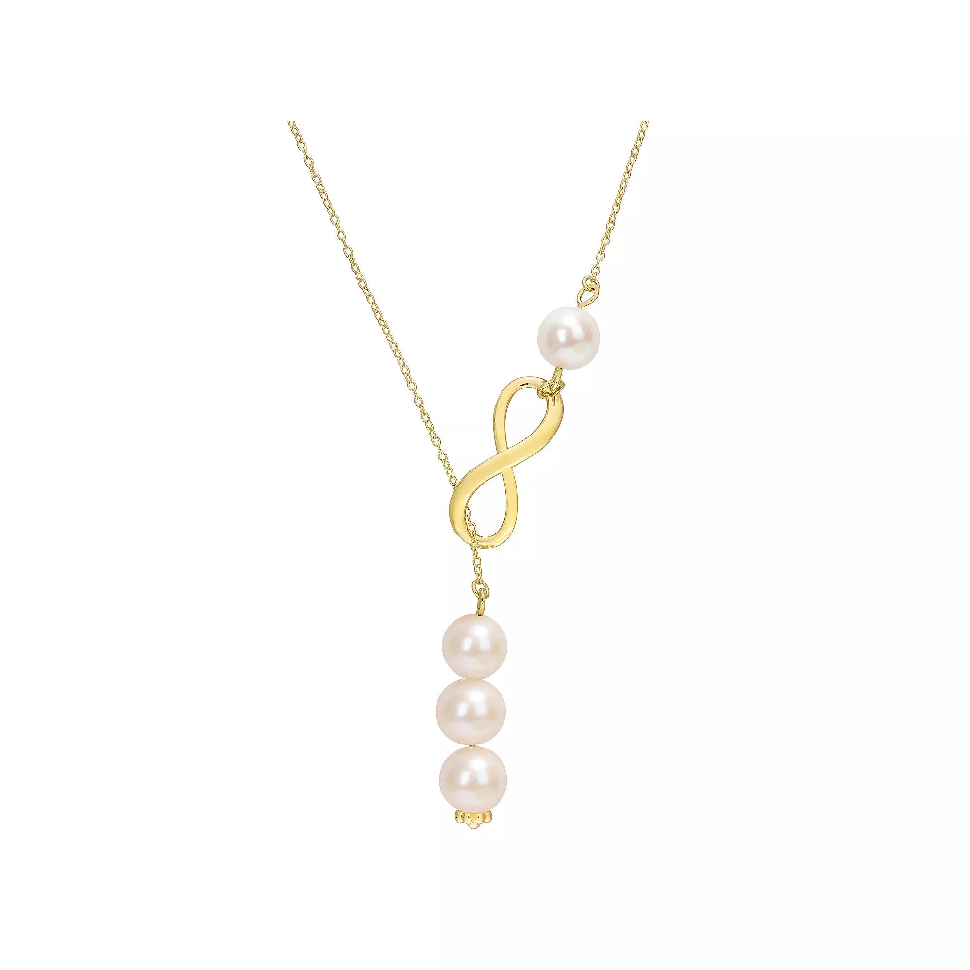 Stella Grace 18k Gold Over Silver Freshwater Cultured Pearl Infinity Lariat Necklace, Womens 18k Gold Plated Product Image