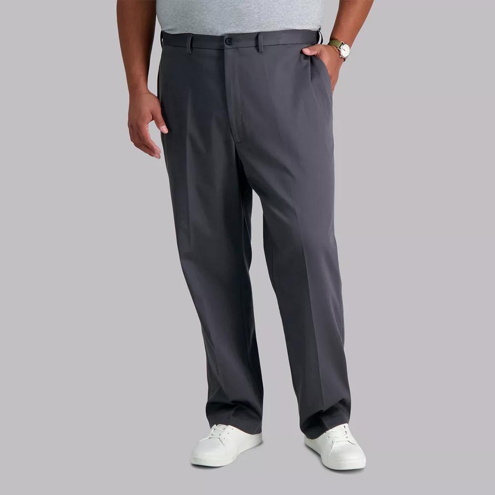 Big & Tall Haggar® Premium No-Iron Khaki Stretch Classic-Fit Flat-Front Expandable Waist Pants, Men's,  Product Image