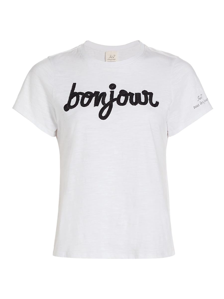 Womens Bonjour Sequined Slub Cotton T-Shirt Product Image