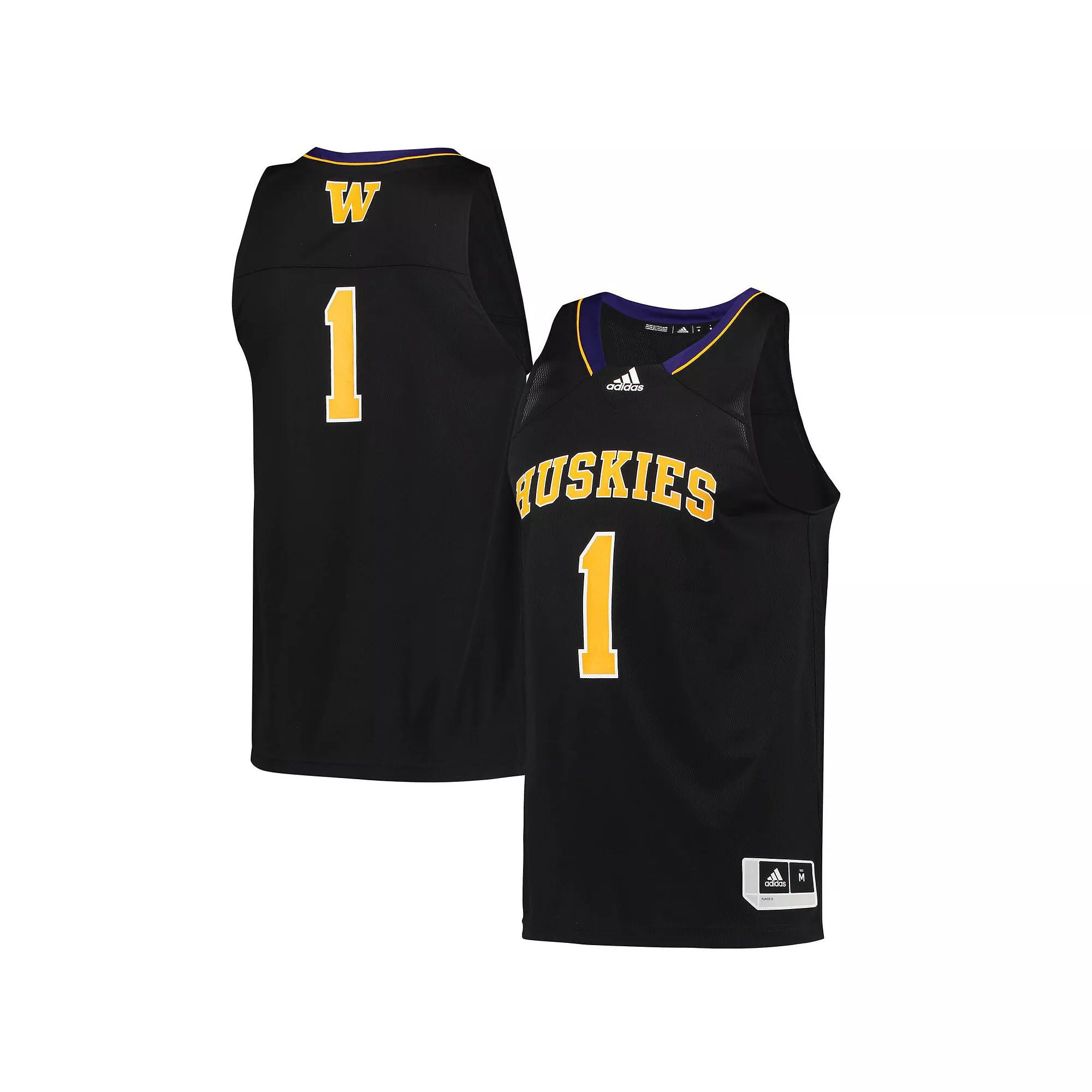 Men's adidas #1 Black Washington Huskies Reverse Retro Jersey,  Product Image