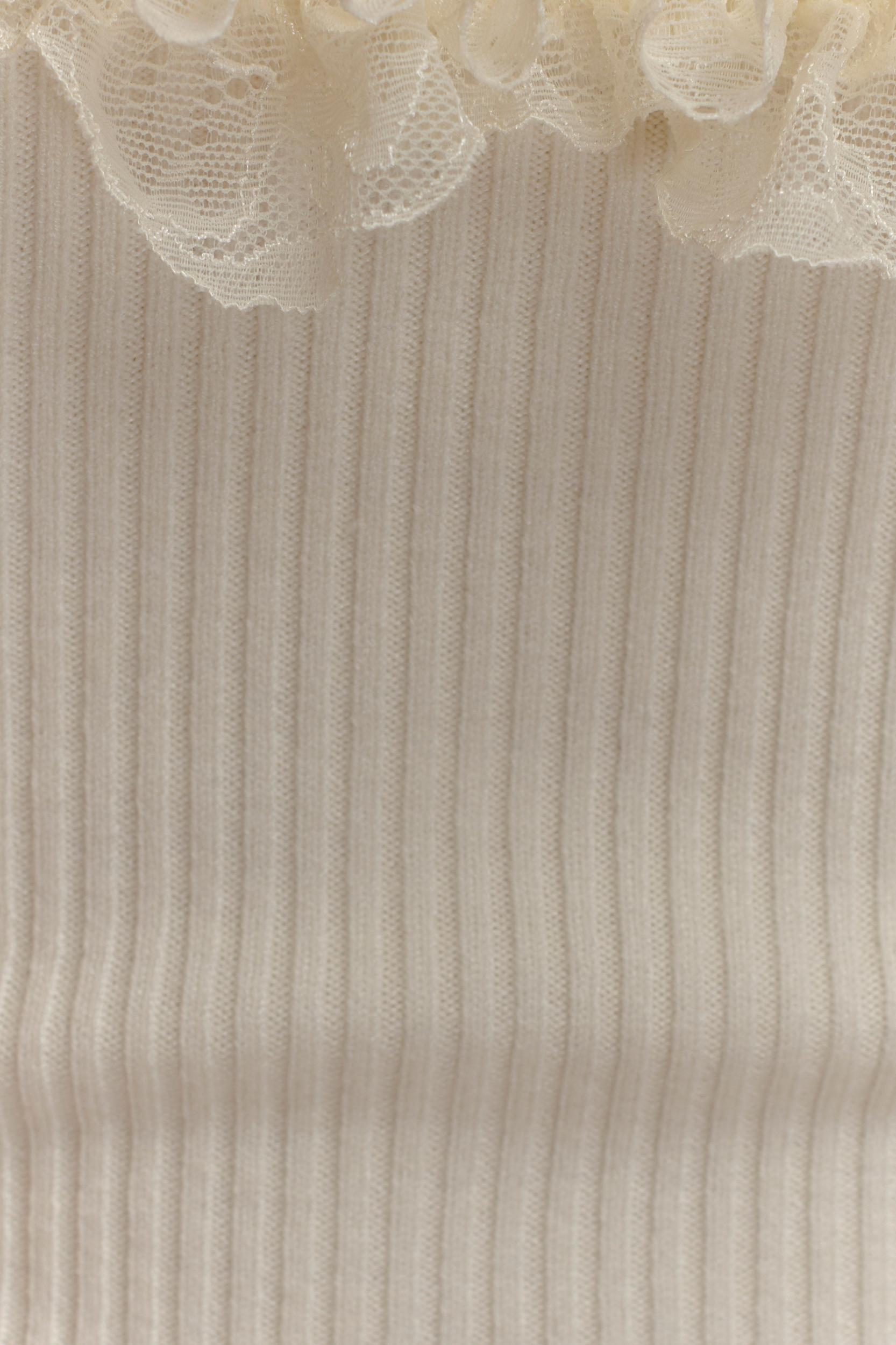 Shay Lace Ruffle Knit Top - Cream Product Image