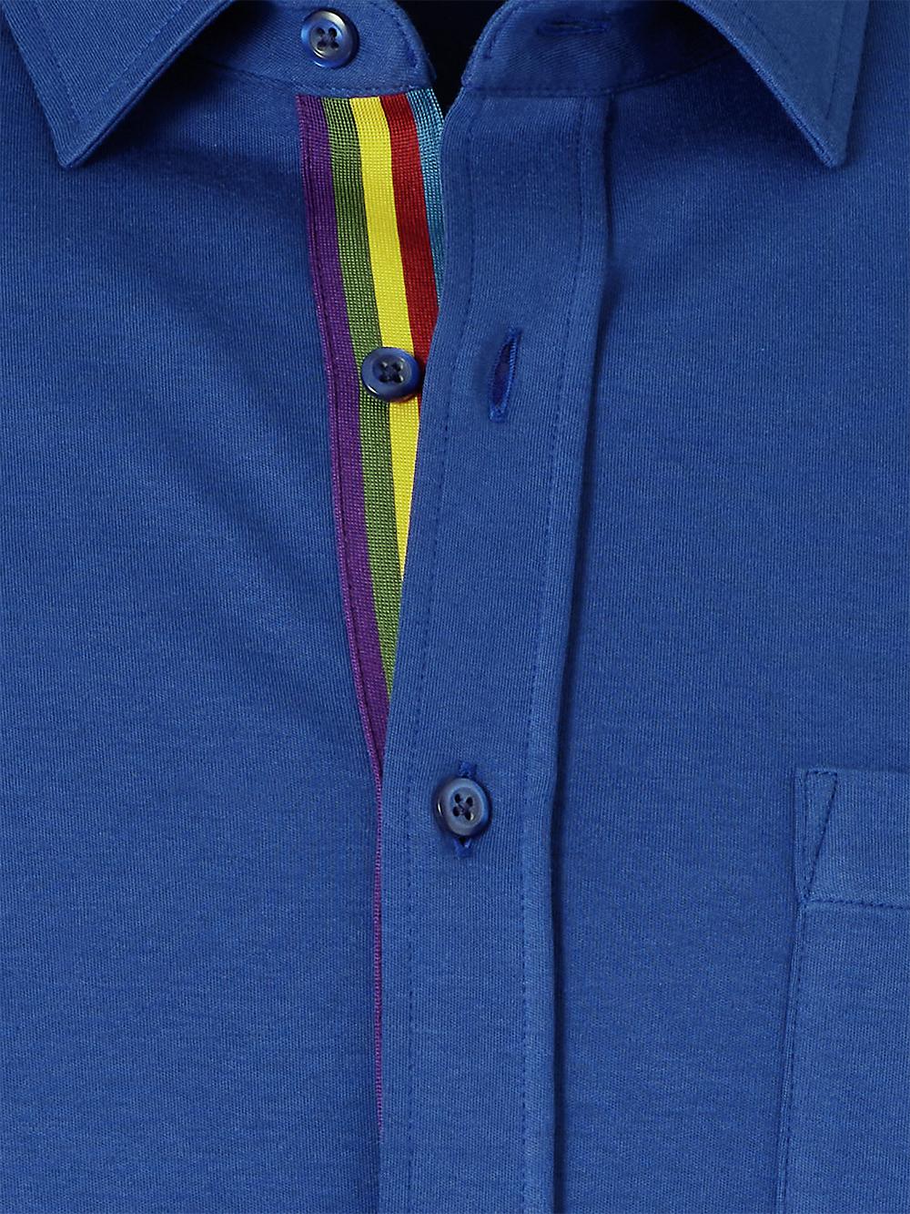 Mercerized Cotton Button Front Polo - Blue Product Image